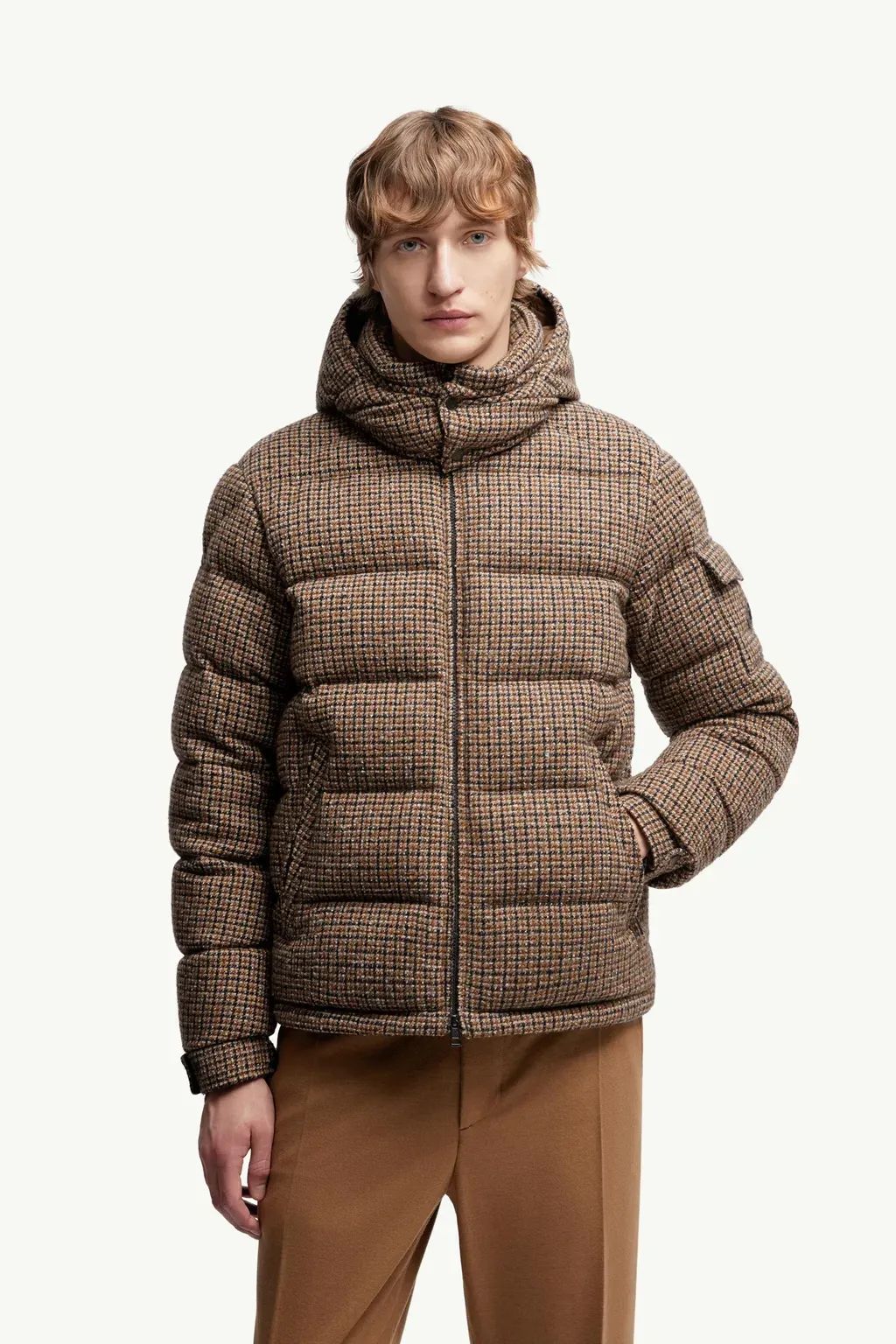 Montgenevre Wool Blend Bouclé Hooded Short Down Jacket