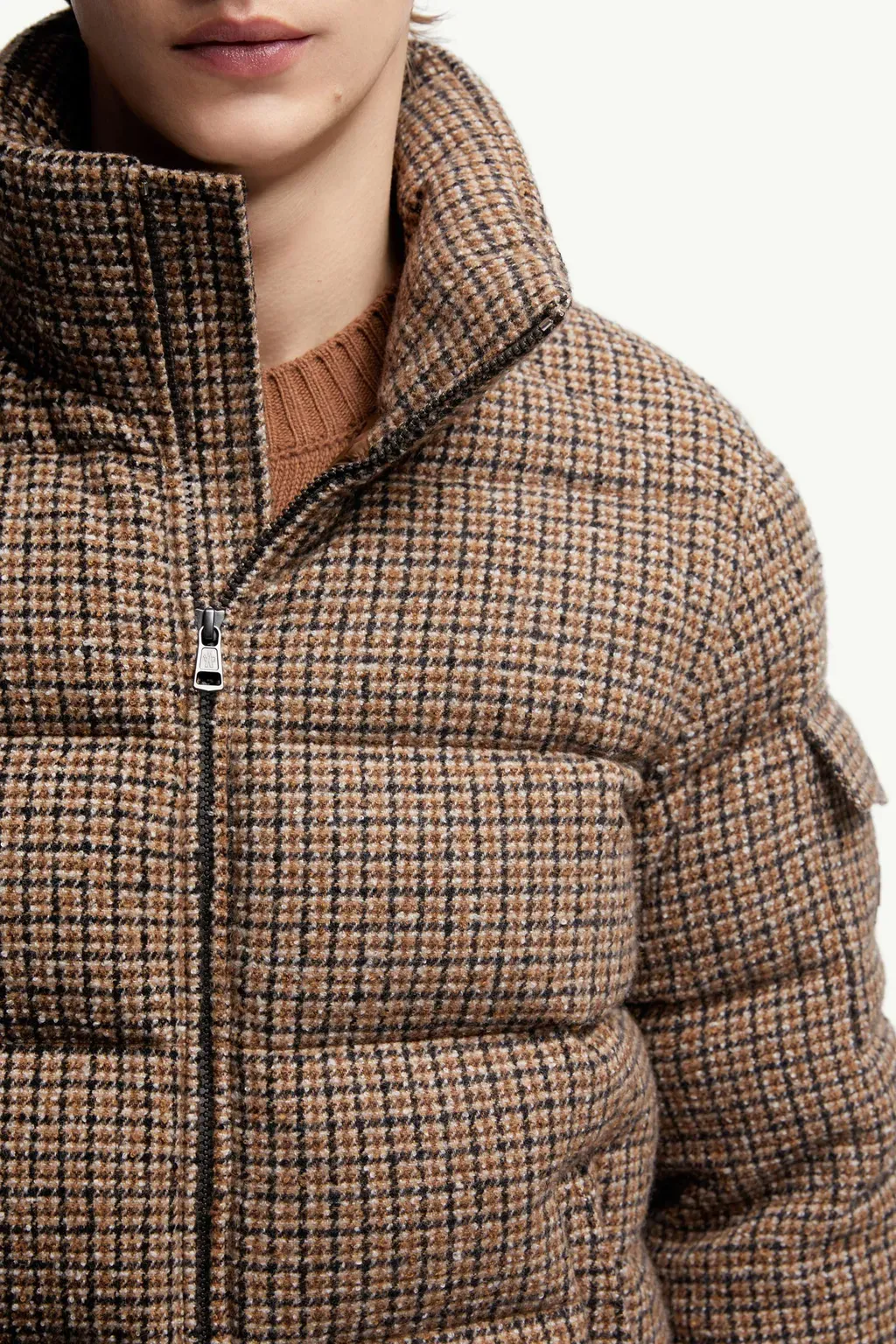 Montgenevre Wool Blend Bouclé Hooded Short Down Jacket