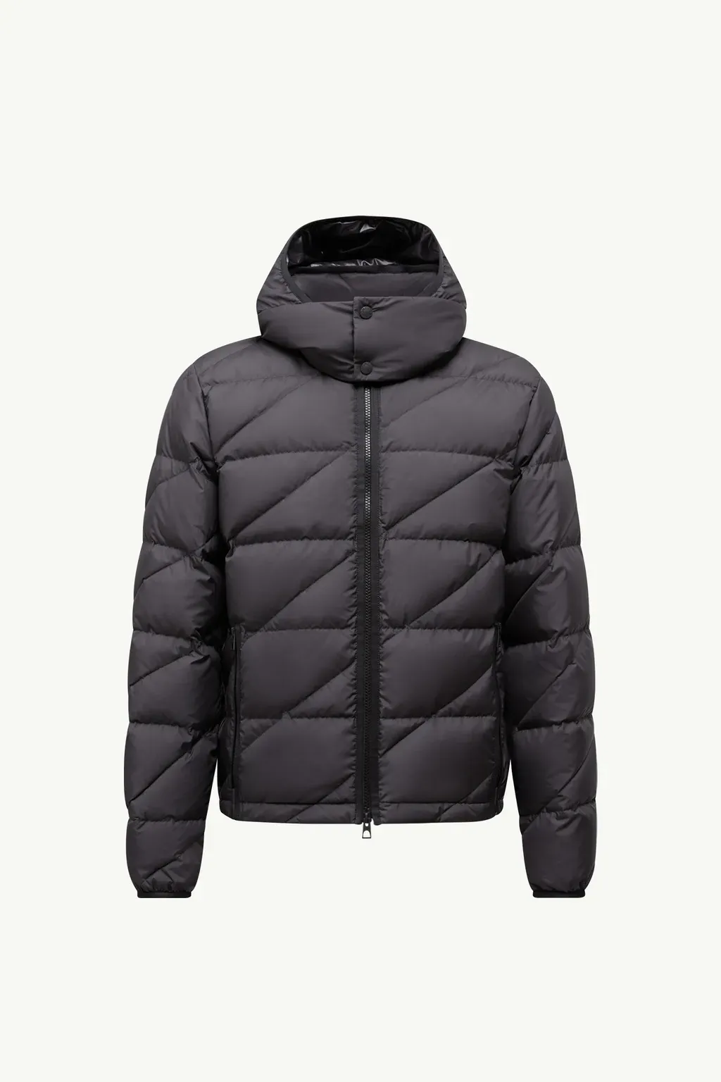 Sciros Diagonal-Quilted Hooded Short Down Jacket