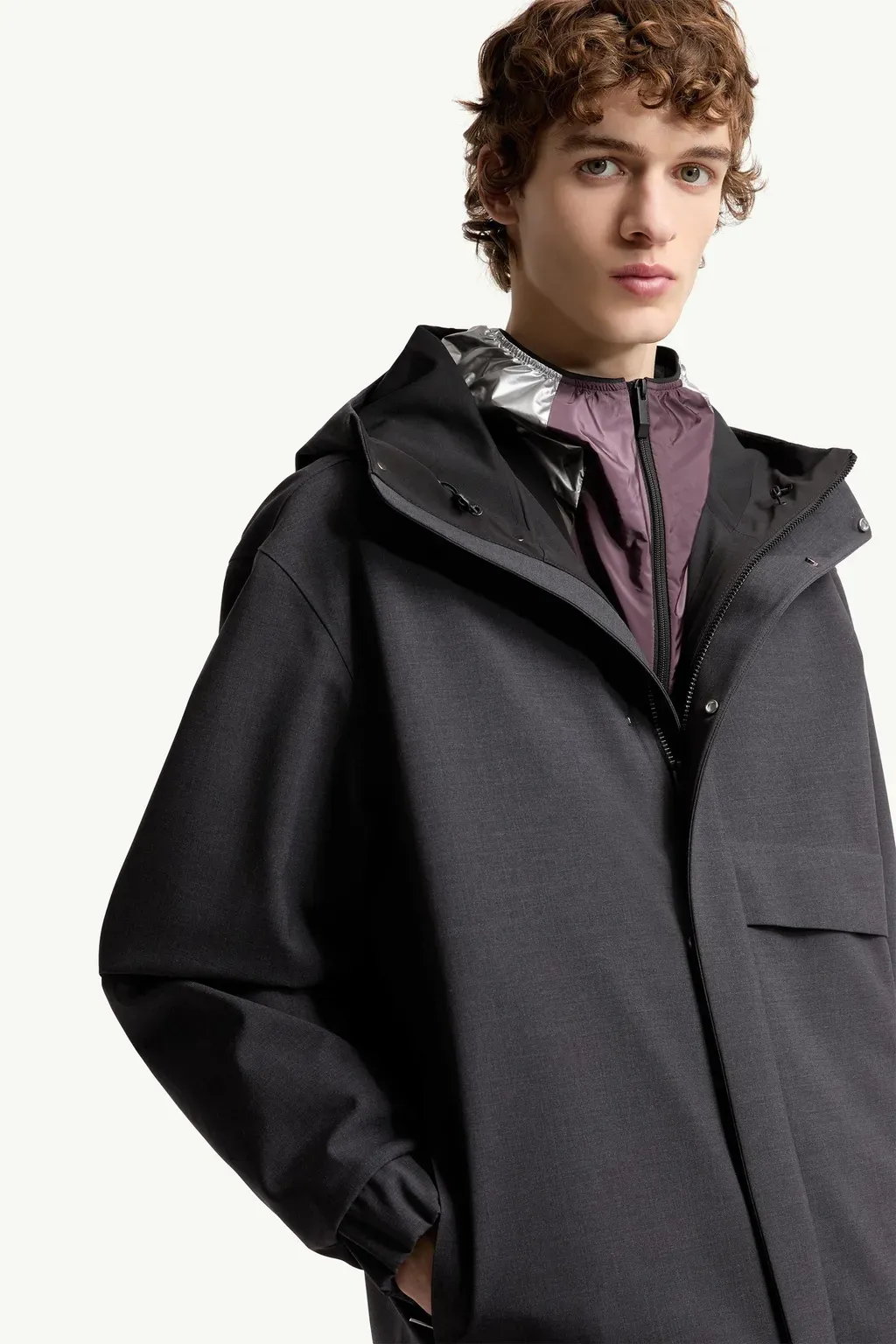 Sillon Hooded Wool Blend Windbreaker
