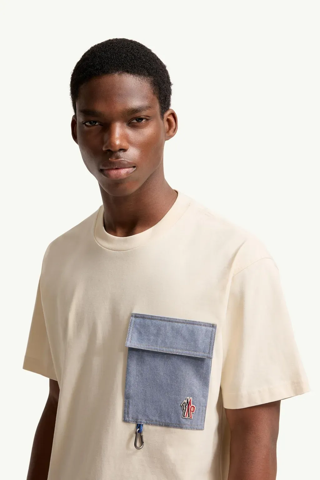 Cotton Blend T-Shirt With Denim Pocket