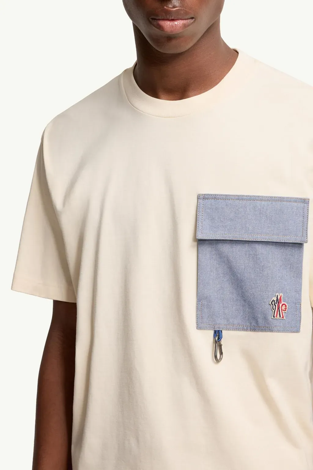 Cotton Blend T-Shirt With Denim Pocket