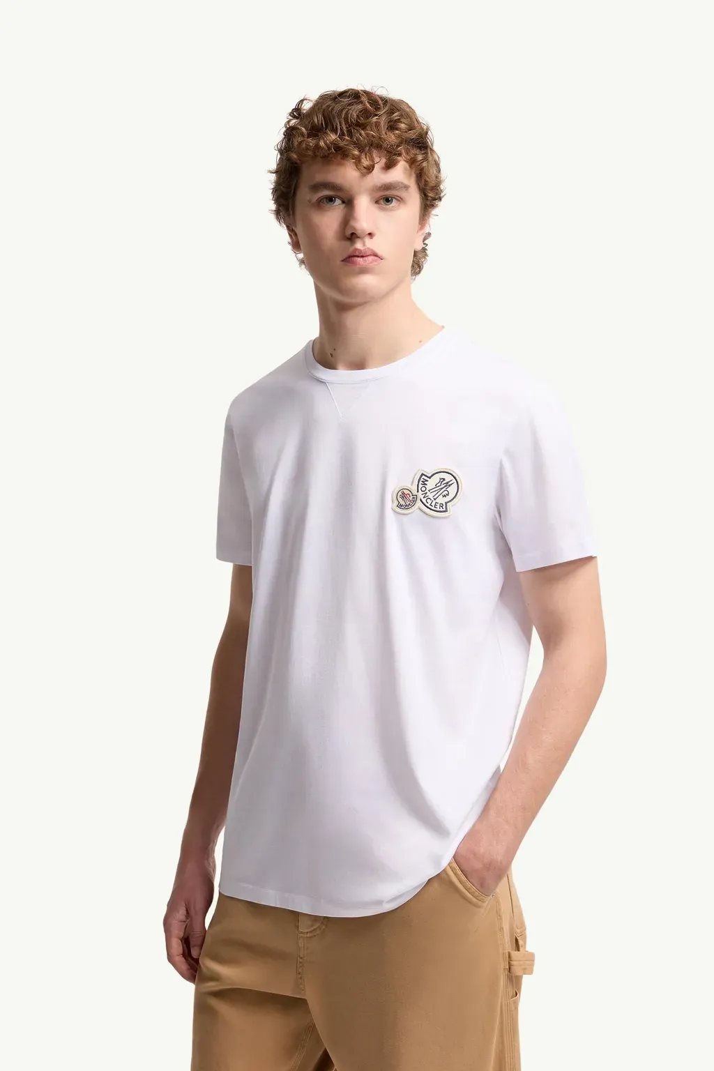 Double Logo Patch Cotton T-Shirt