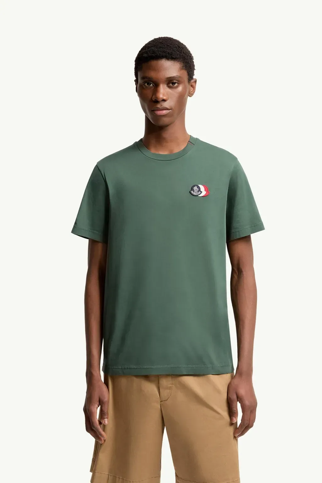 Embroidered Tricolor Logo Cotton T-Shirt