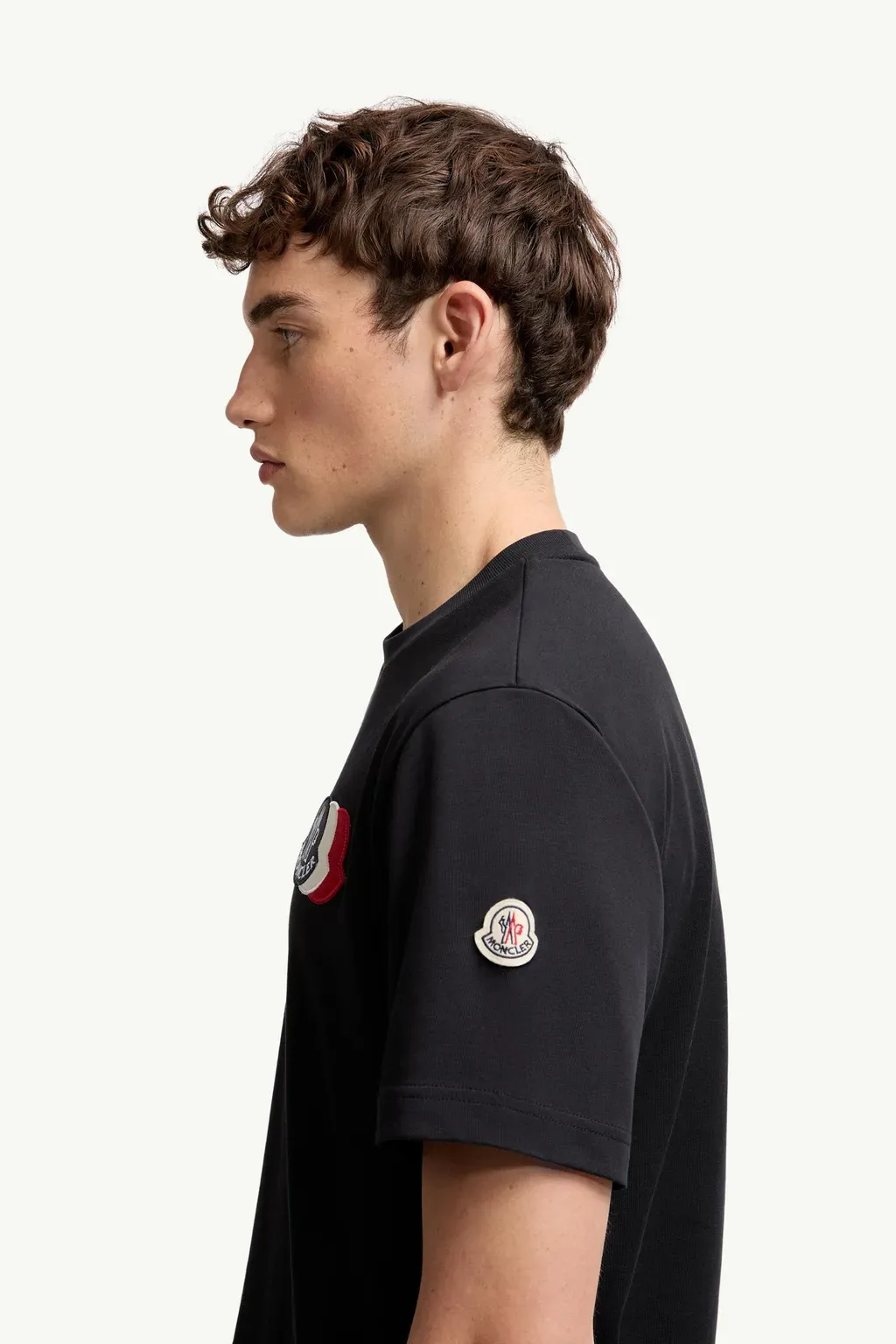 Embroidered Tricolour Logo Cotton T-Shirt