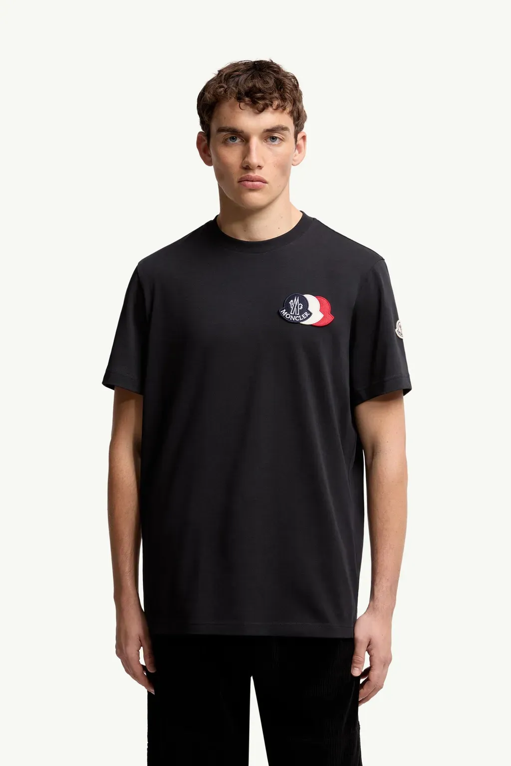 Embroidered Tricolour Logo Cotton T-Shirt