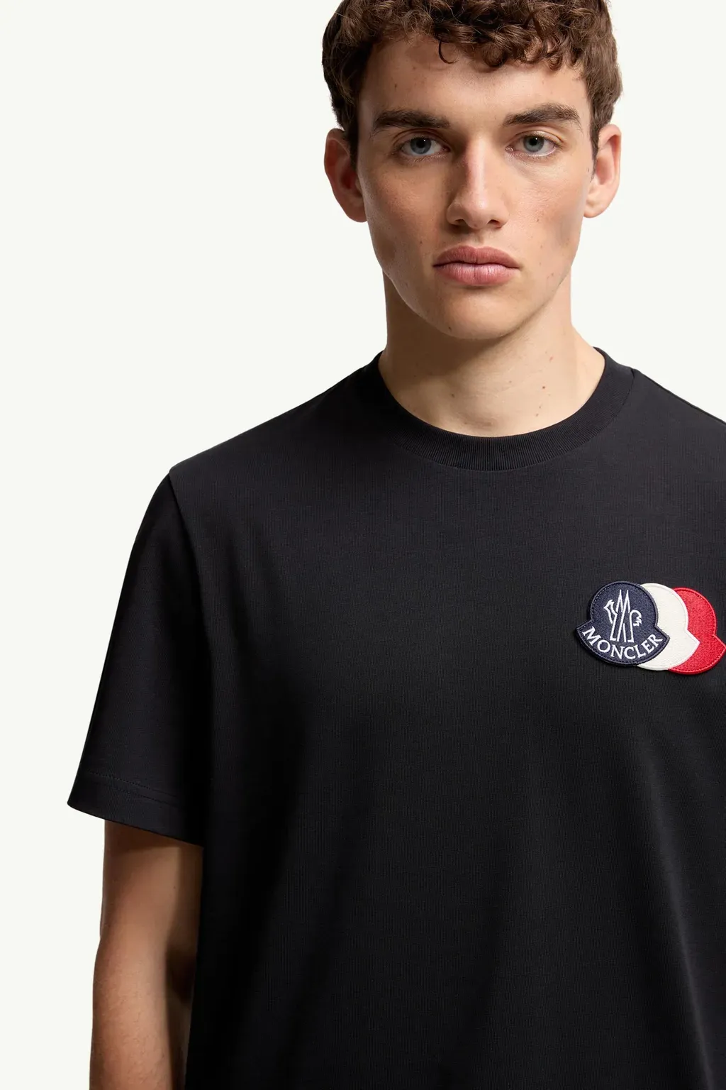 Embroidered Tricolour Logo Cotton T-Shirt