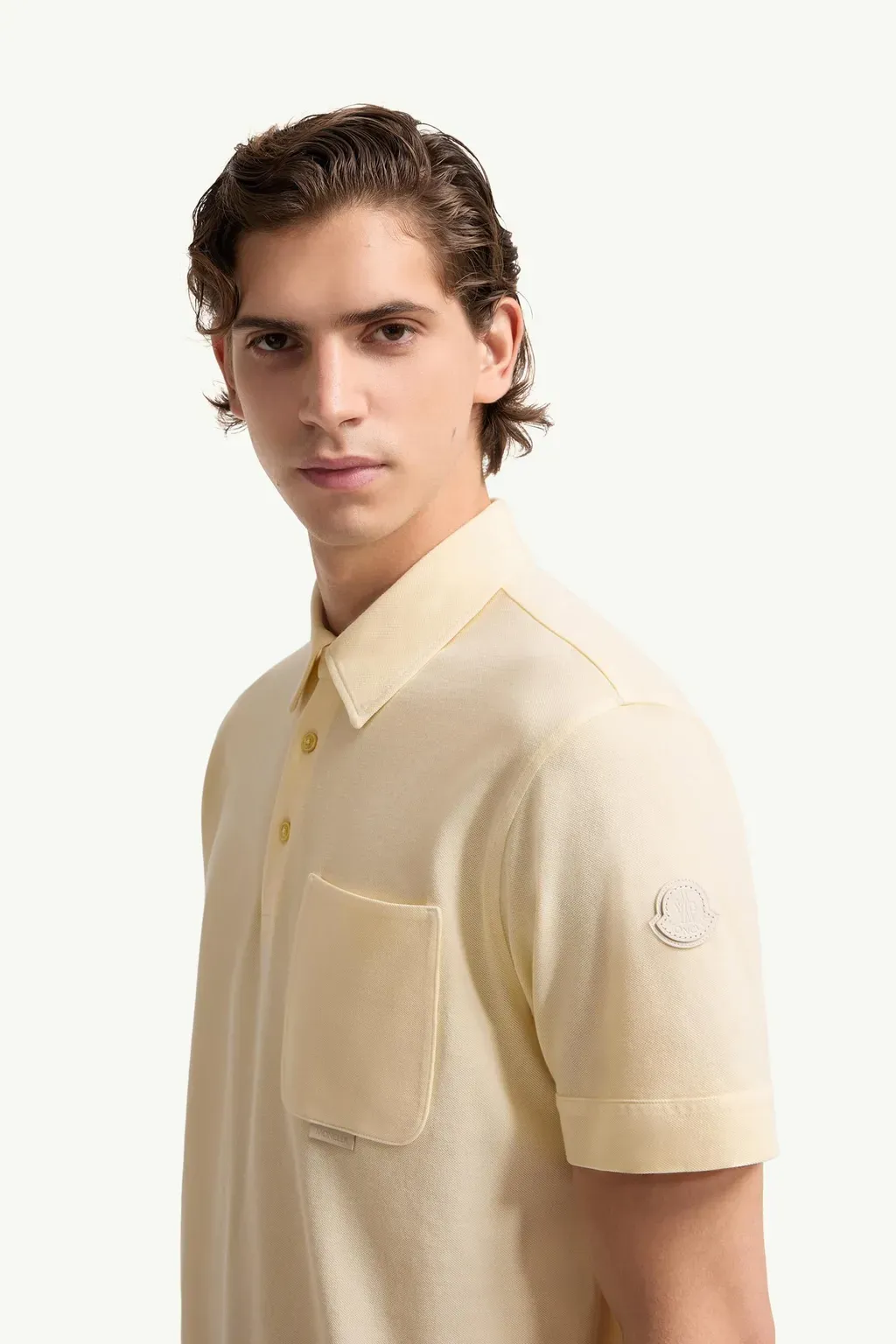 Leather Logo Cotton Piquet Polo Shirt