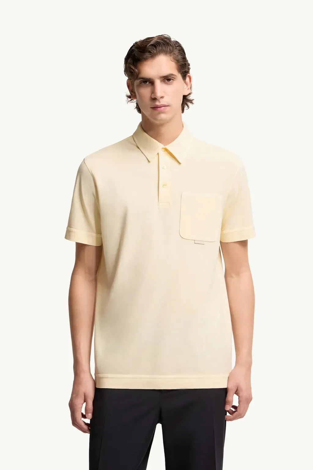 Leather Logo Cotton Piquet Polo Shirt