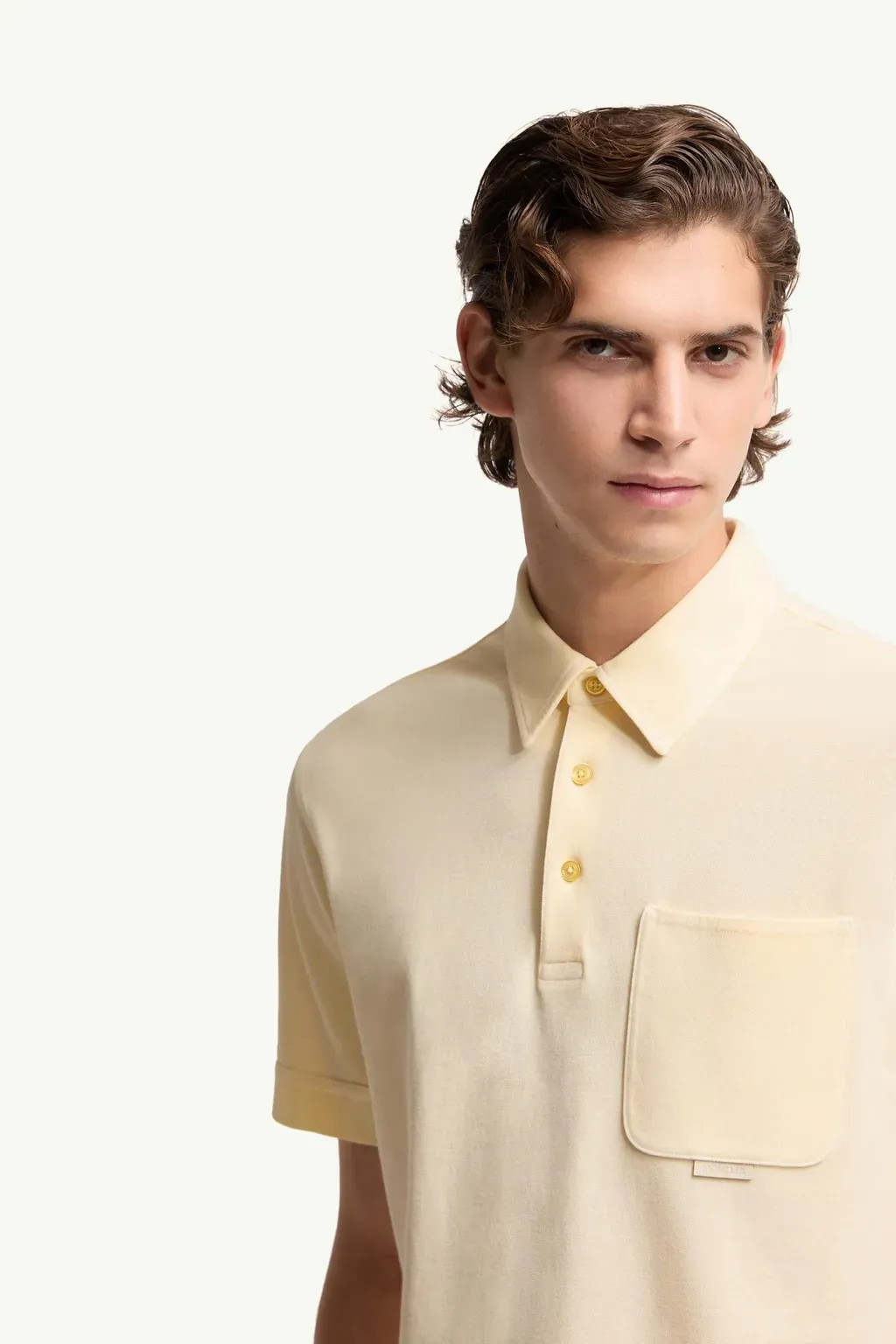 Leather Logo Cotton Piquet Polo Shirt