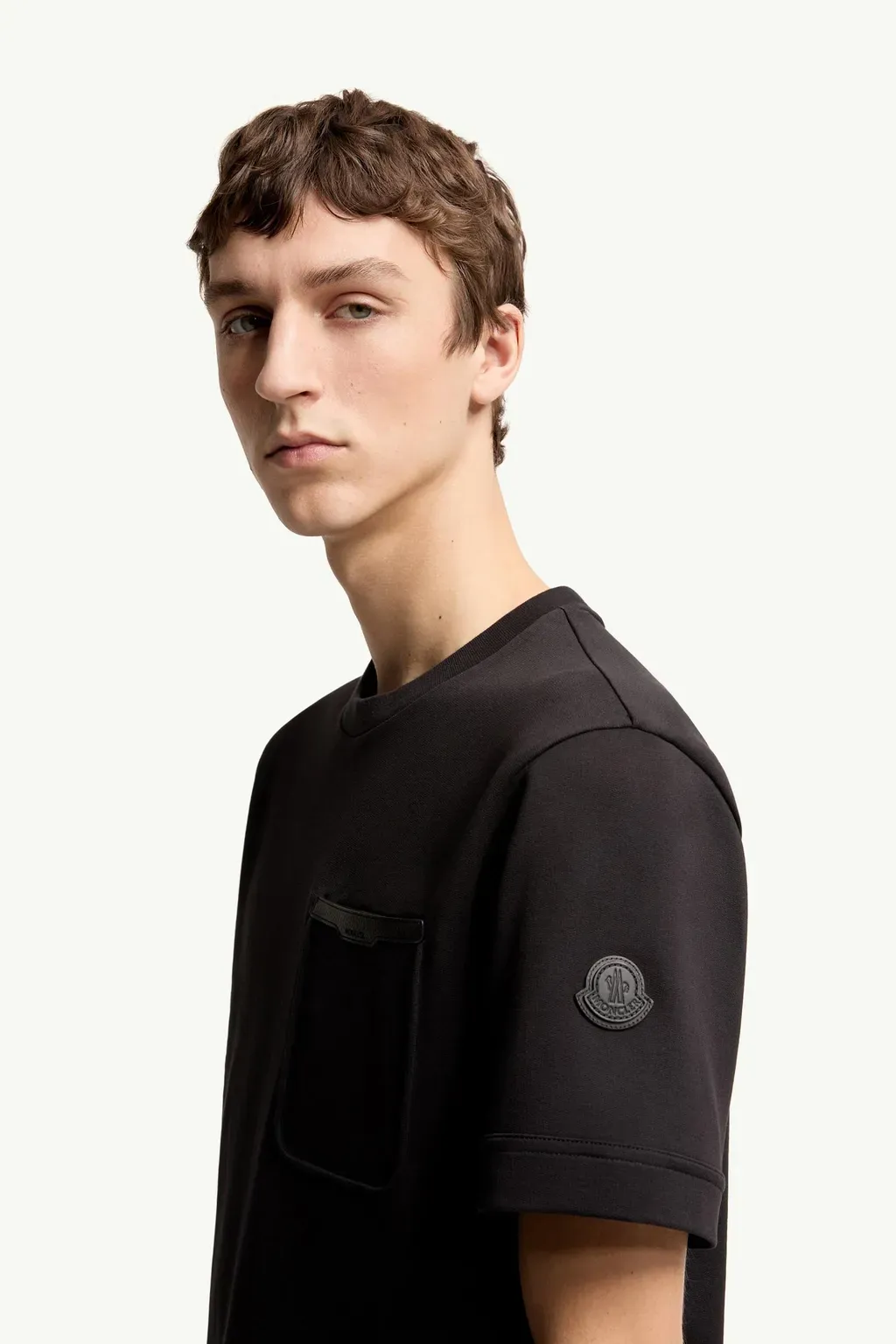 Leather-Trimmed Cotton T-Shirt