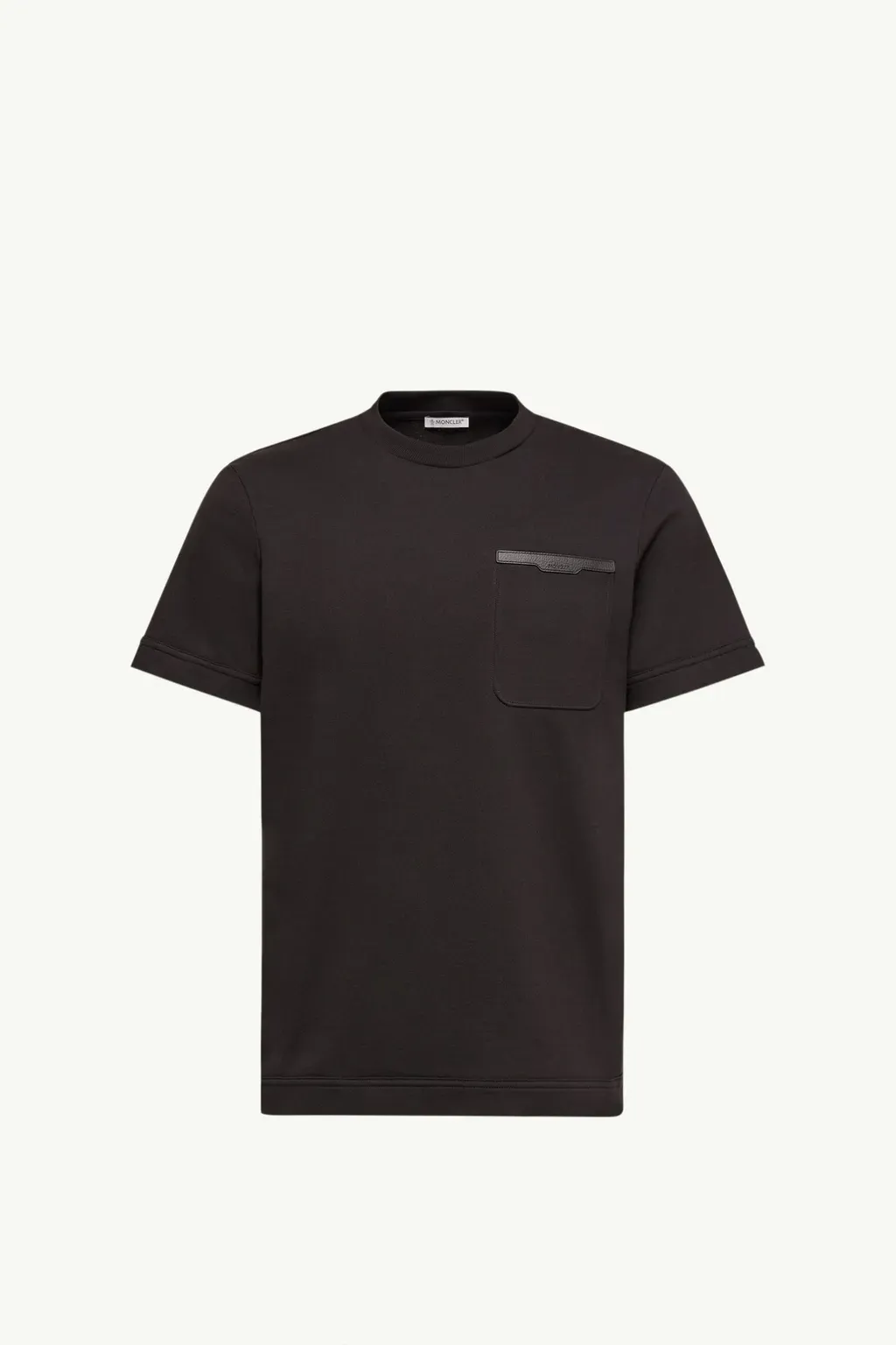 Leather-Trimmed Cotton T-Shirt