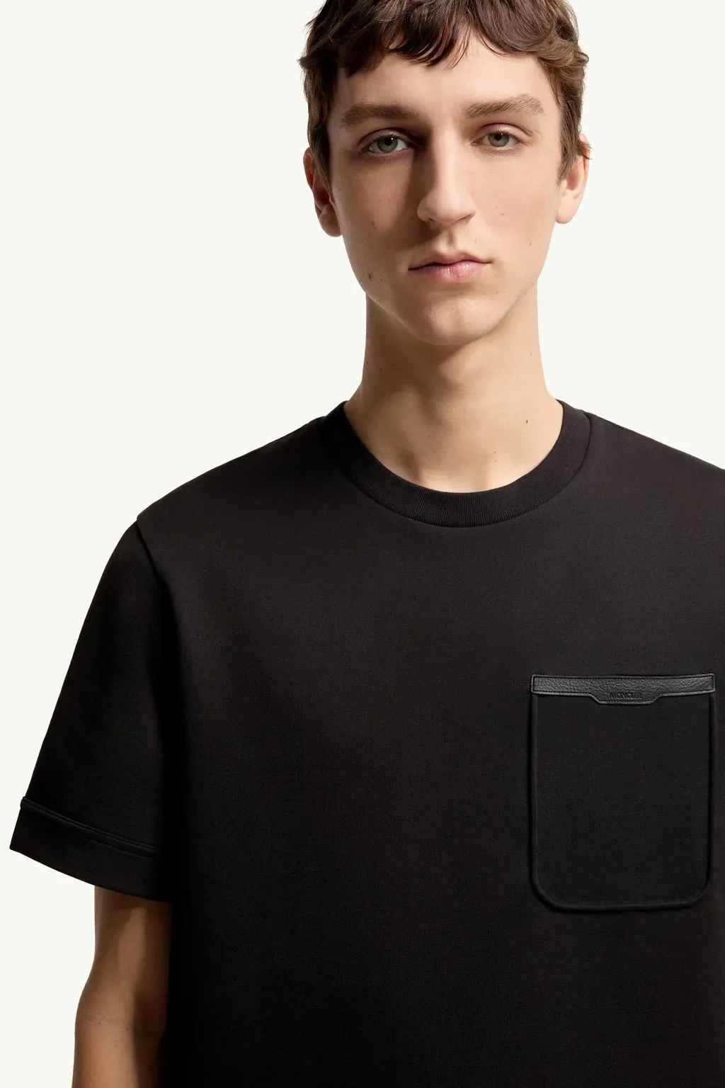 Leather-Trimmed Cotton T-Shirt