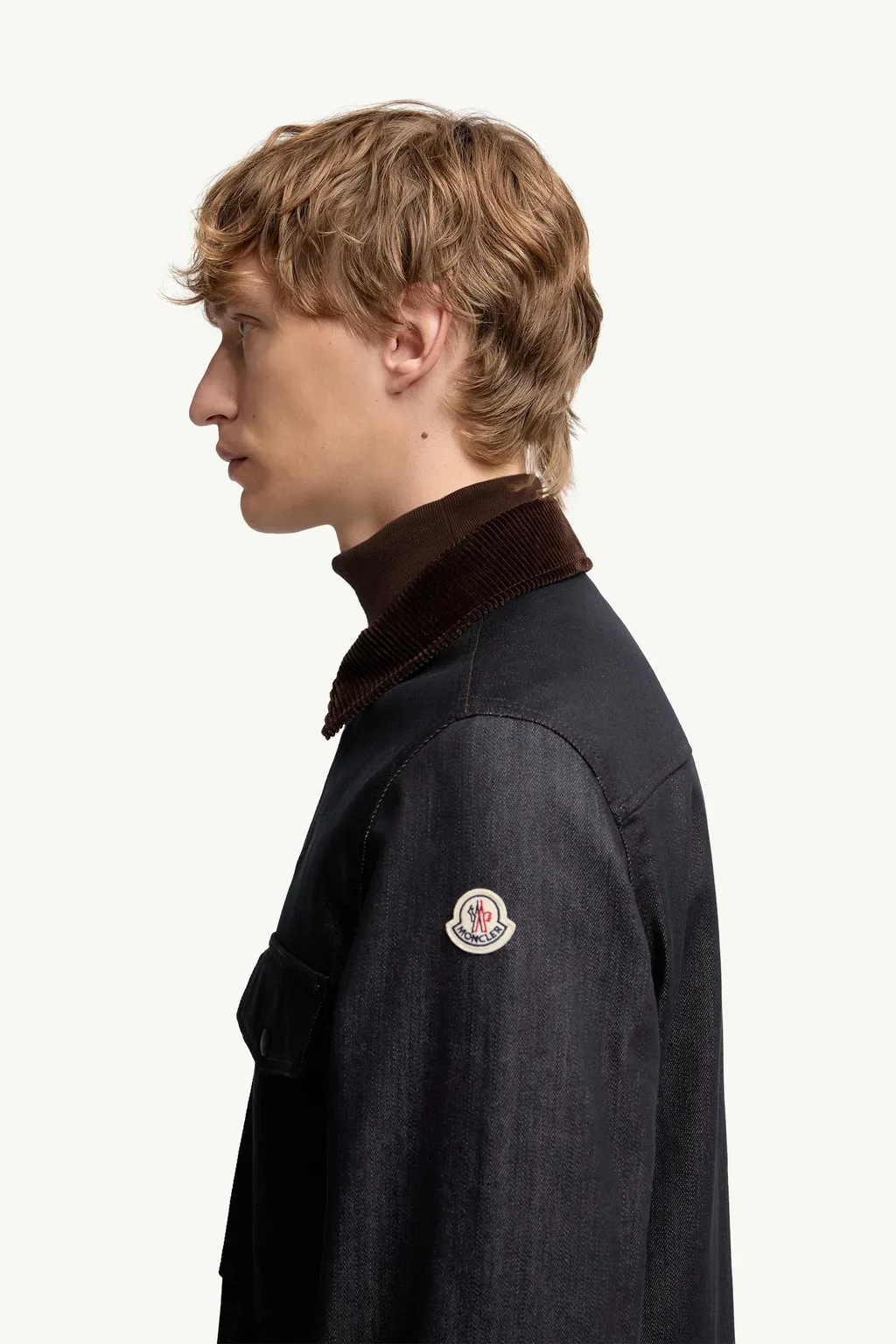 Denim Corduroy-Trimmed Shirt Jacket