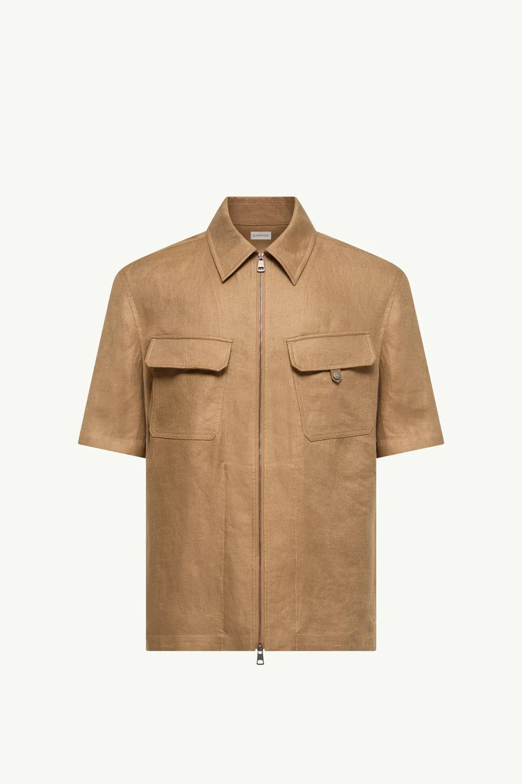 Linen Twill Short Sleeve Zip-Up Shirt