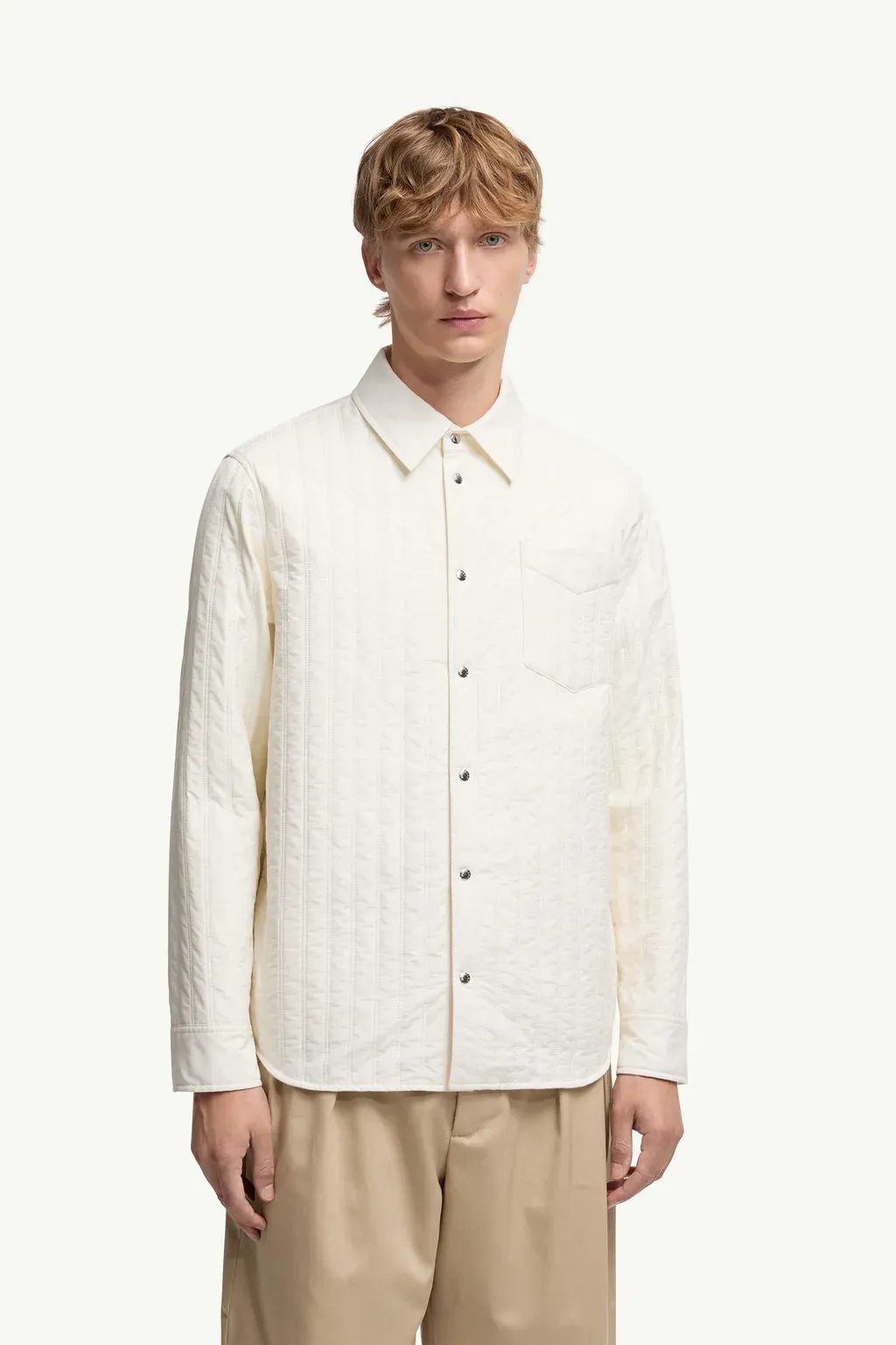 Vertical-Quilted Padded Shirt Jacket