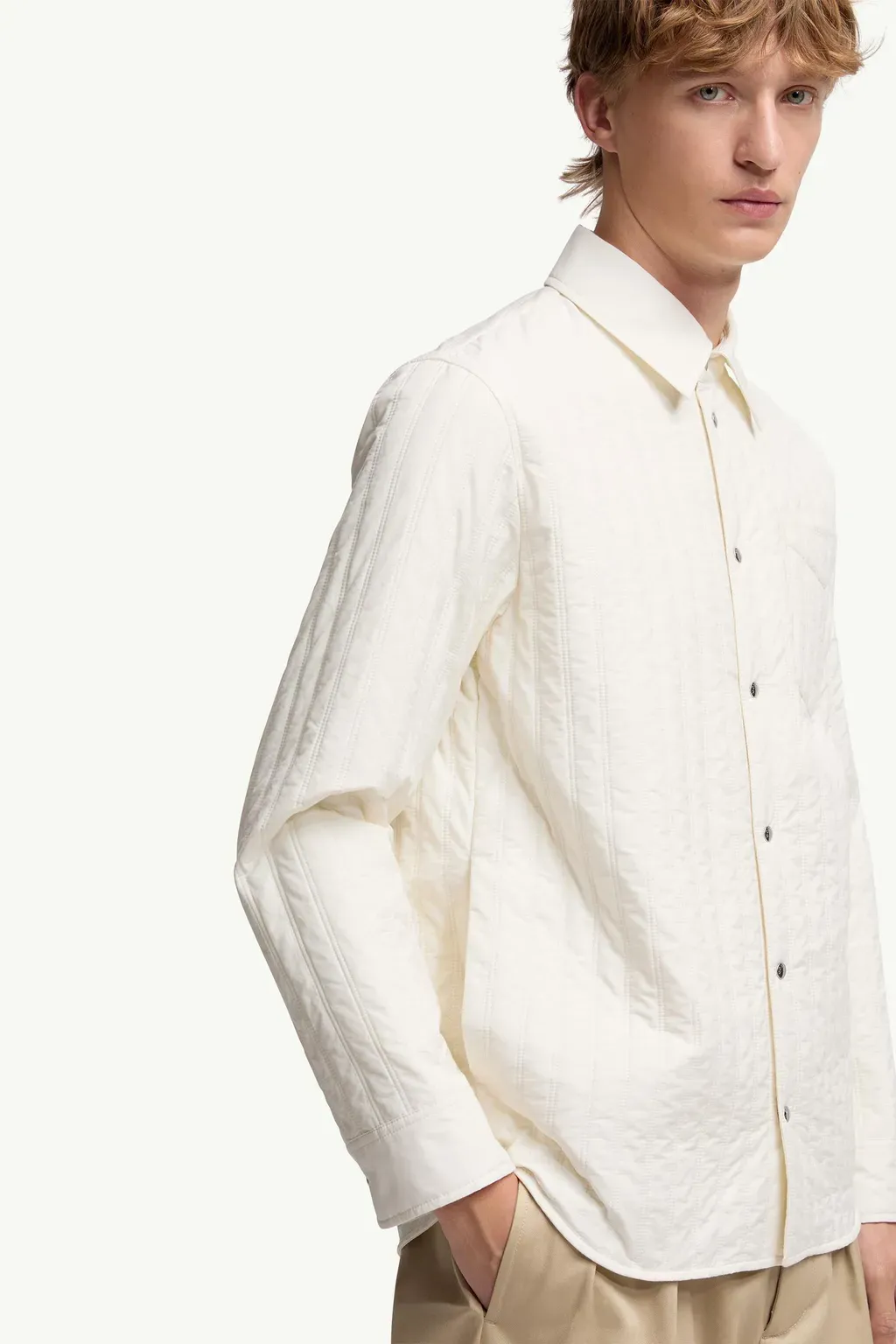 Vertical-Quilted Padded Shirt Jacket