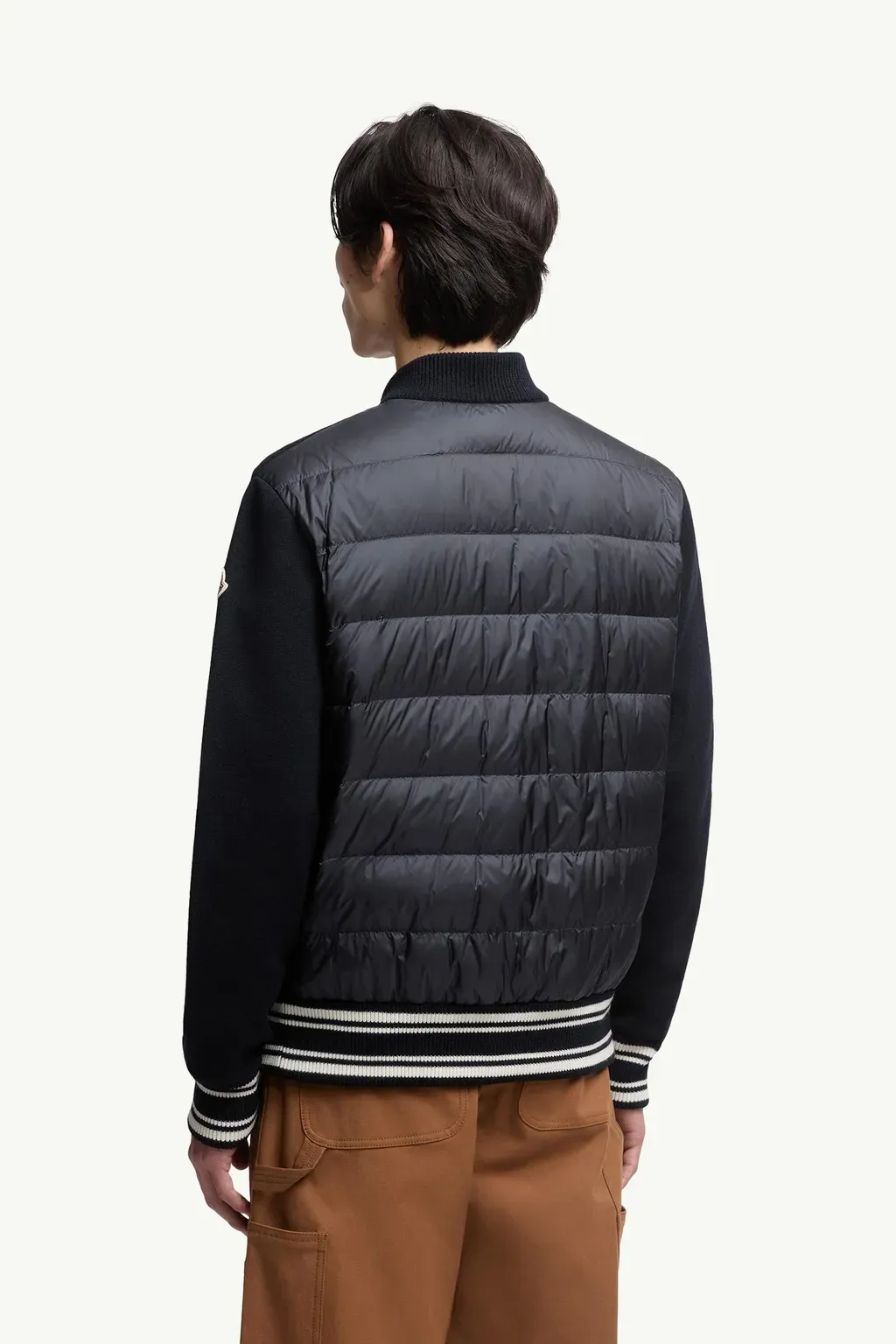 Embroidered Monogram Padded Zip-Up Wool Blend Cardigan