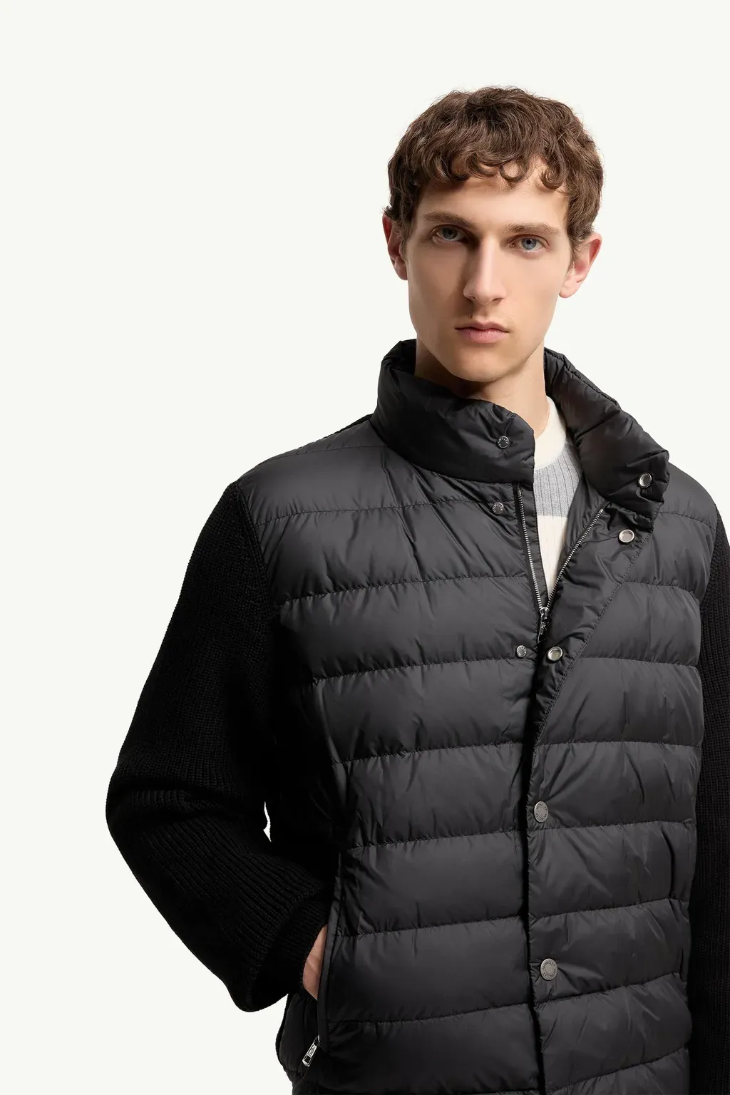 Padded Cotton Zip-Up Cardigan