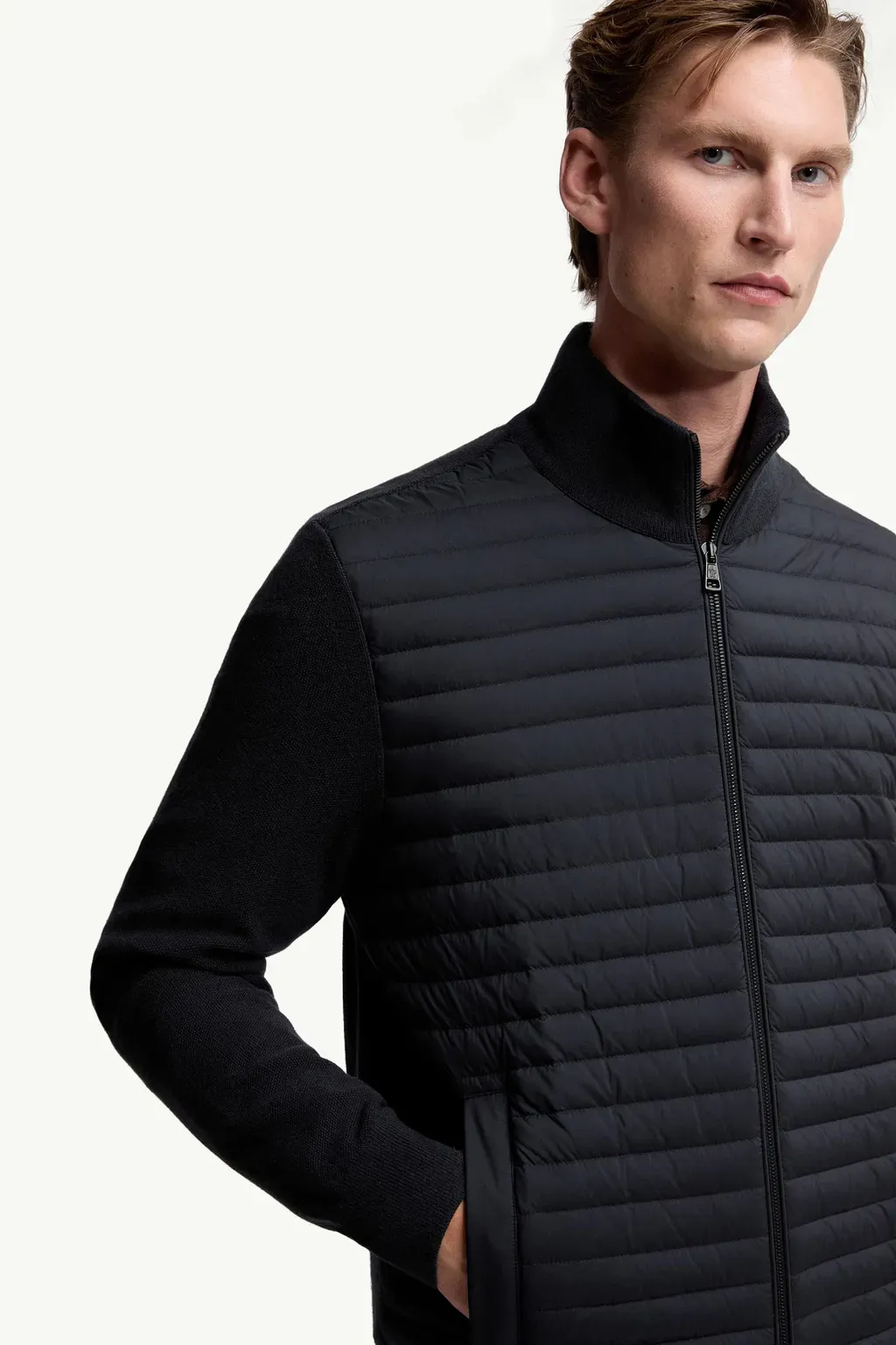 Padded Wool & Cashmere Zip-Up Cardigan