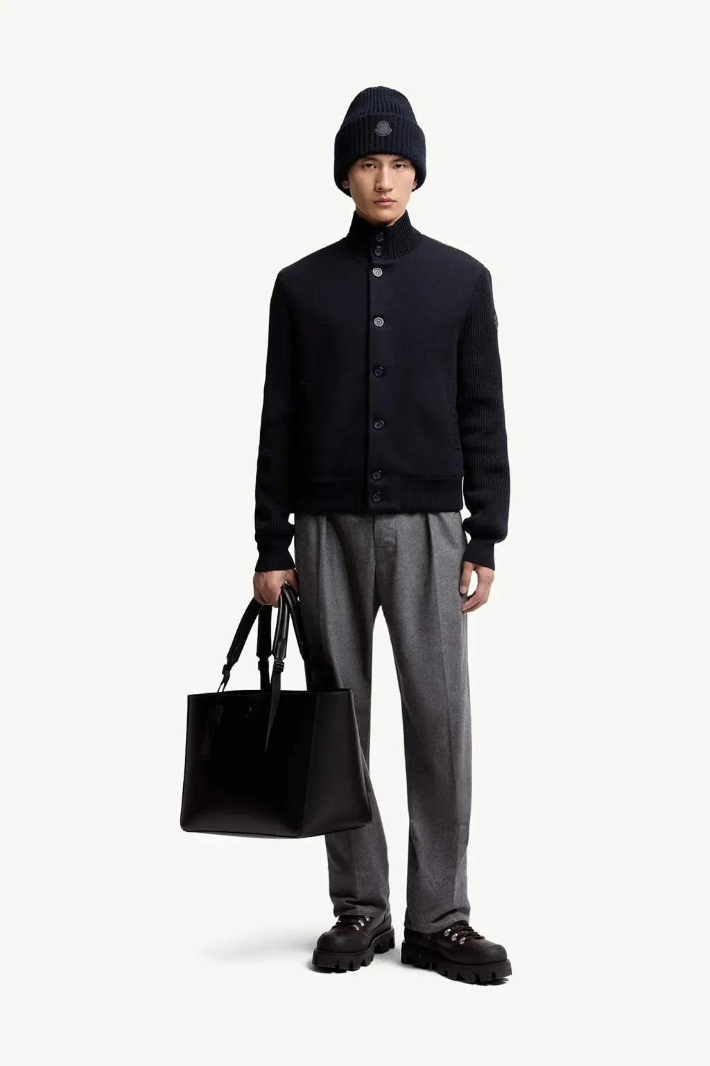 Padded Wool Zip-Up Cardigan