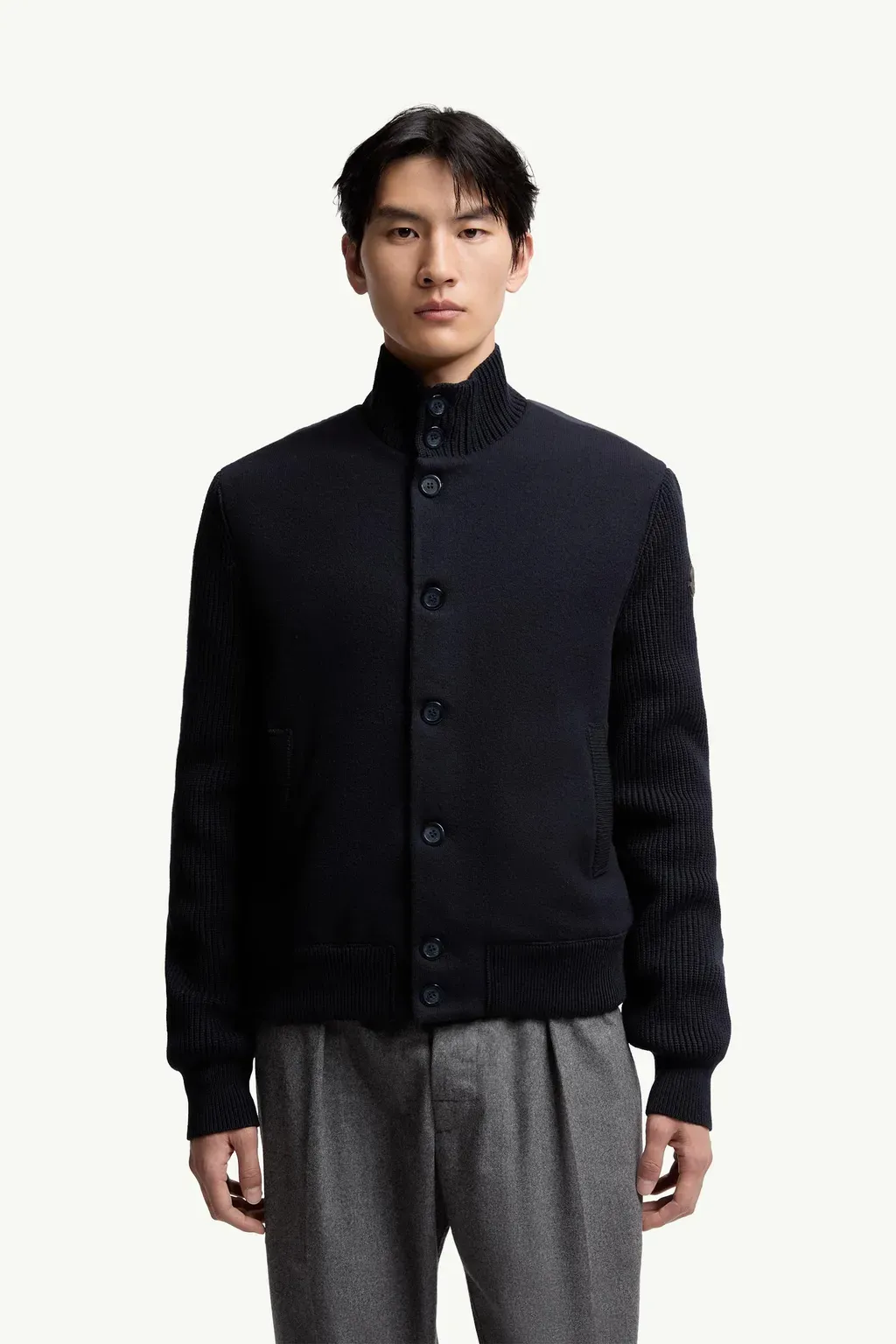Padded Wool Zip-Up Cardigan