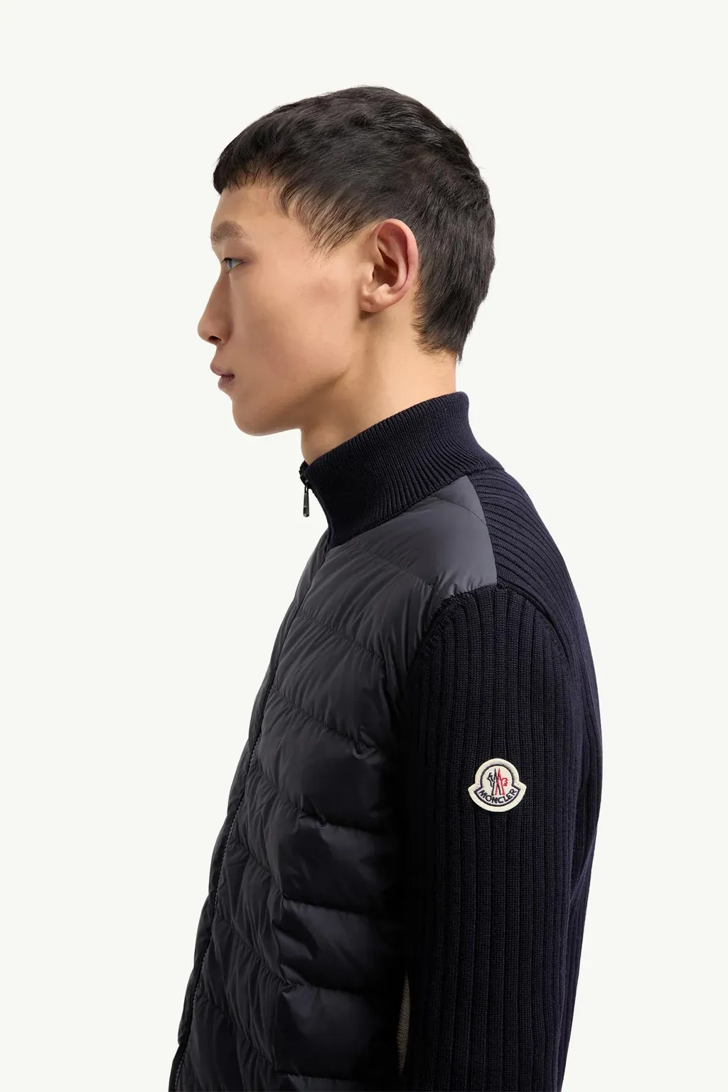 Padded Wool Zip-Up Cardigan