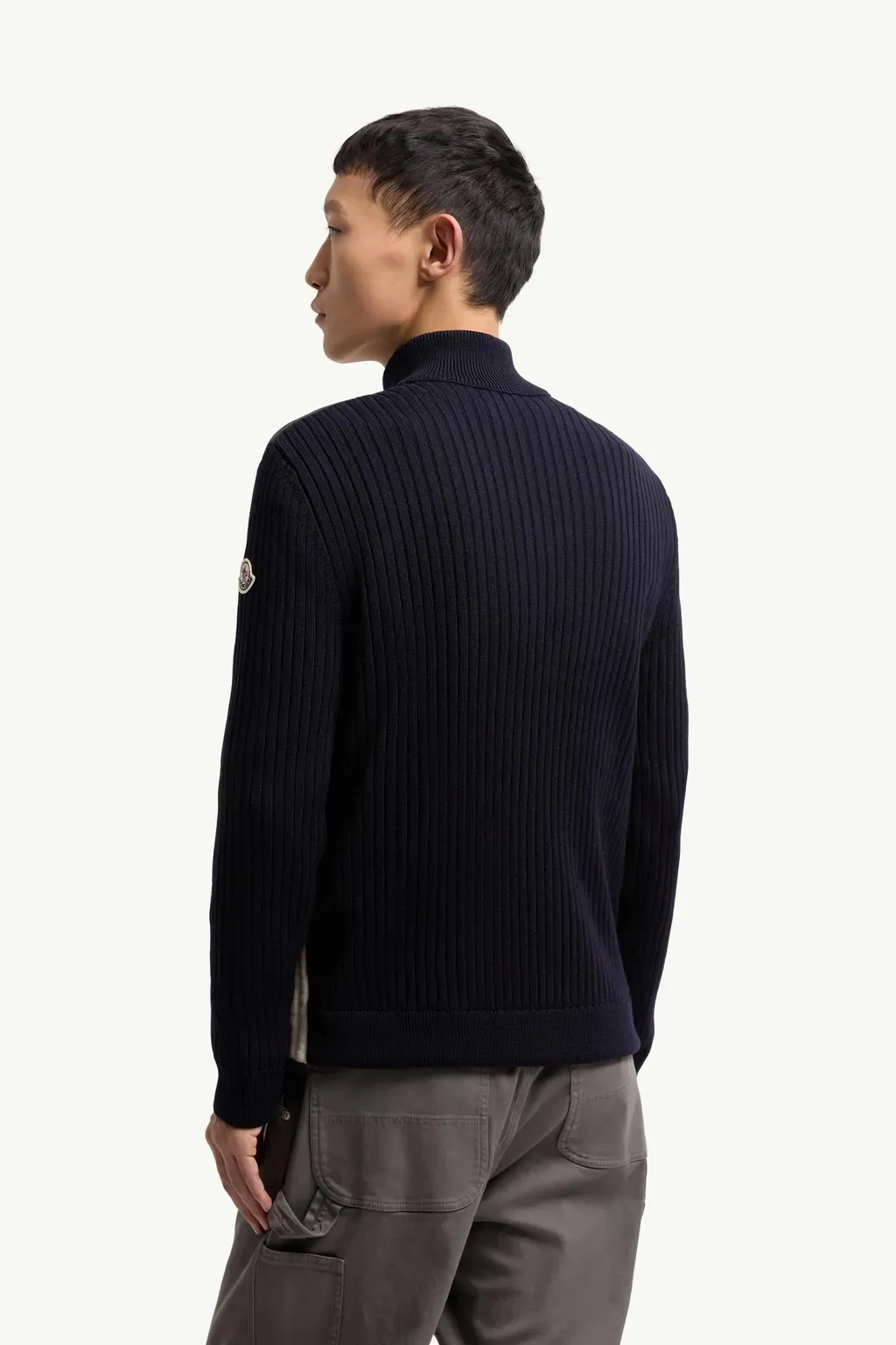 Padded Wool Zip-Up Cardigan