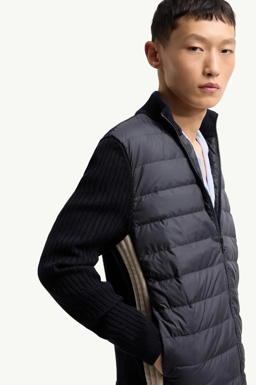 Padded Wool Zip-Up Cardigan