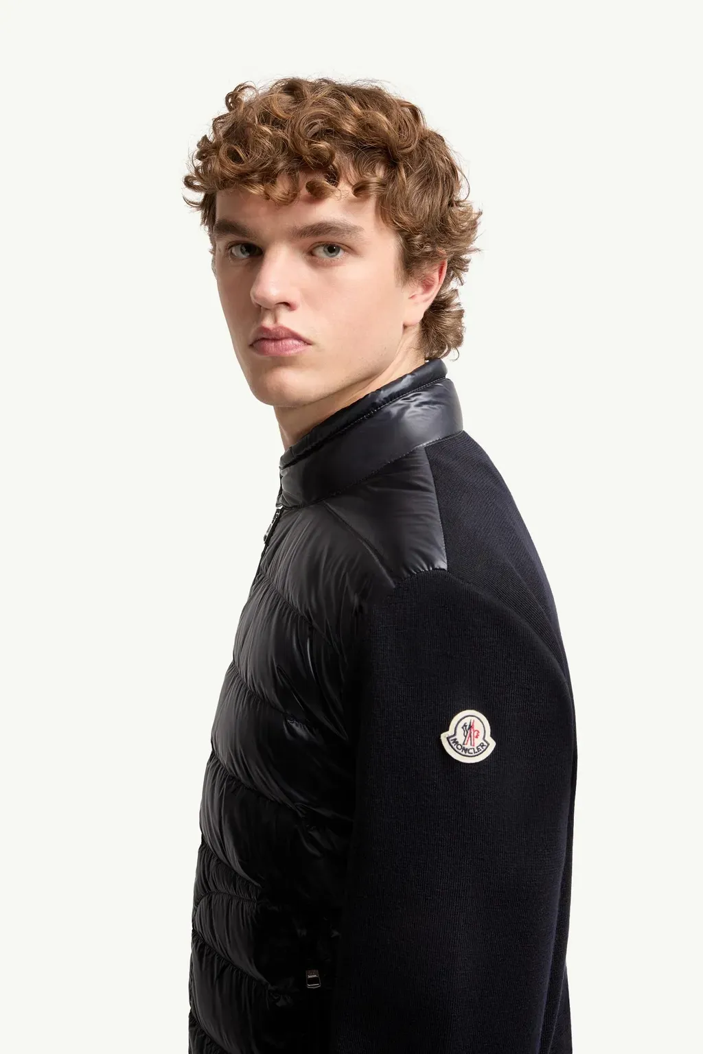 Padded Wool Zip-Up Cardigan