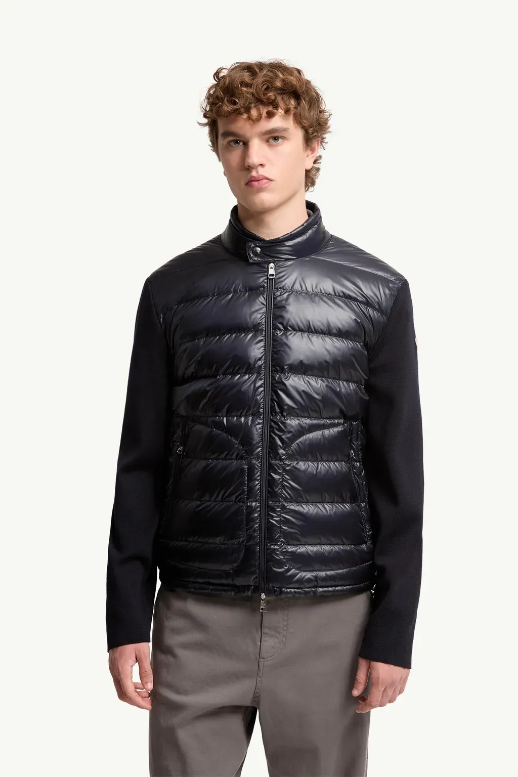 Padded Wool Zip-Up Cardigan