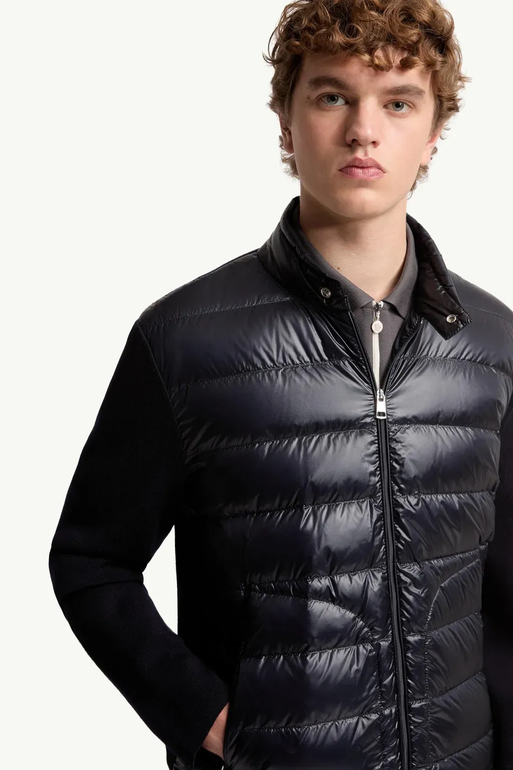 Padded Wool Zip-Up Cardigan
