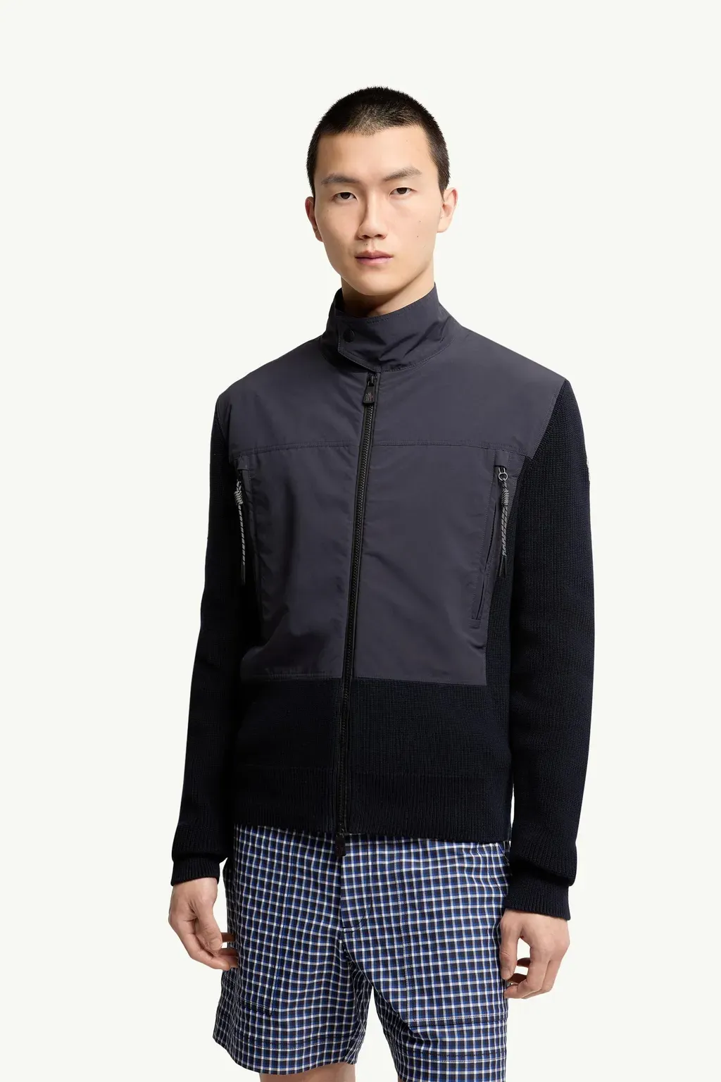 Padded Zip-Up Cotton Cardigan