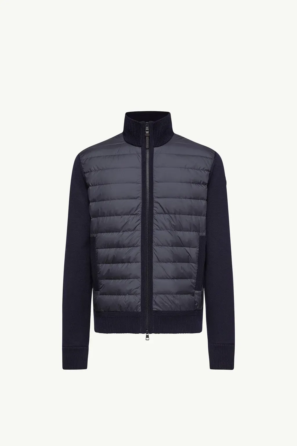 Padded Zip-Up Wool Cardigan