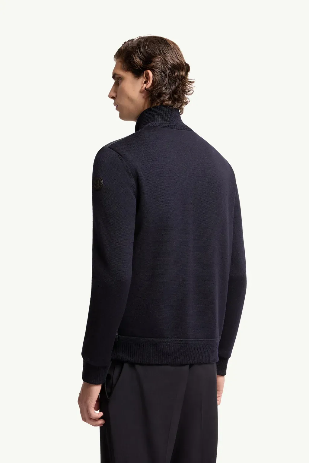 Padded Zip-Up Wool Cardigan