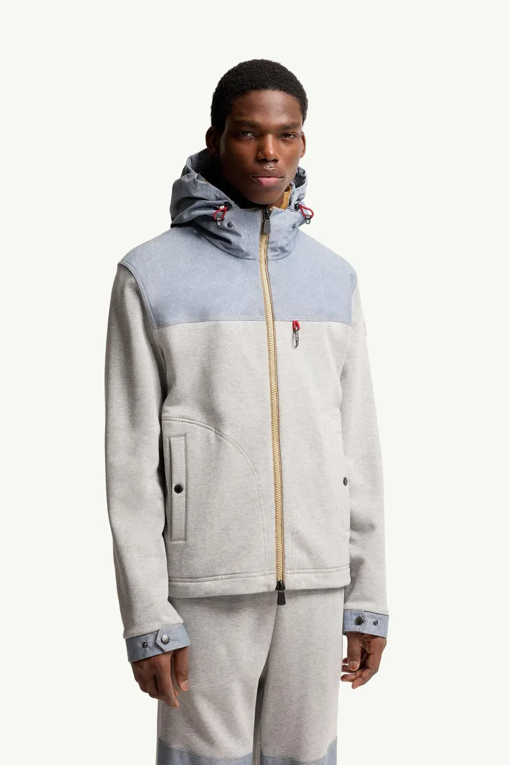 Cotton & Chambray Zip-Up Sweatshirt