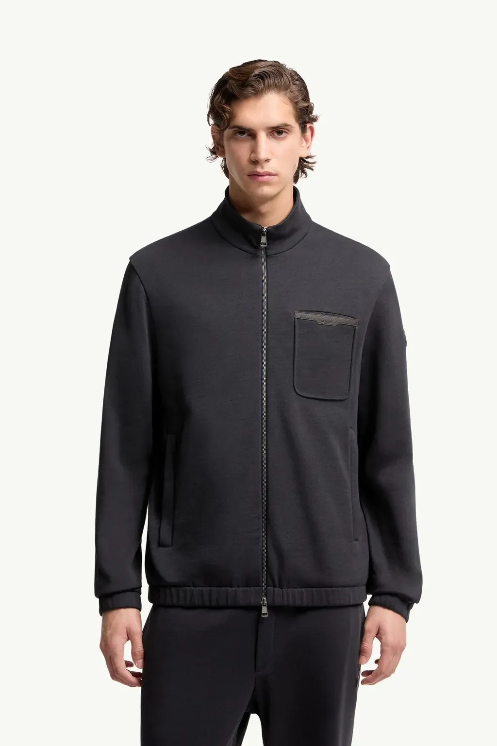 Cotton Blend Zip-Up Sweatshirt