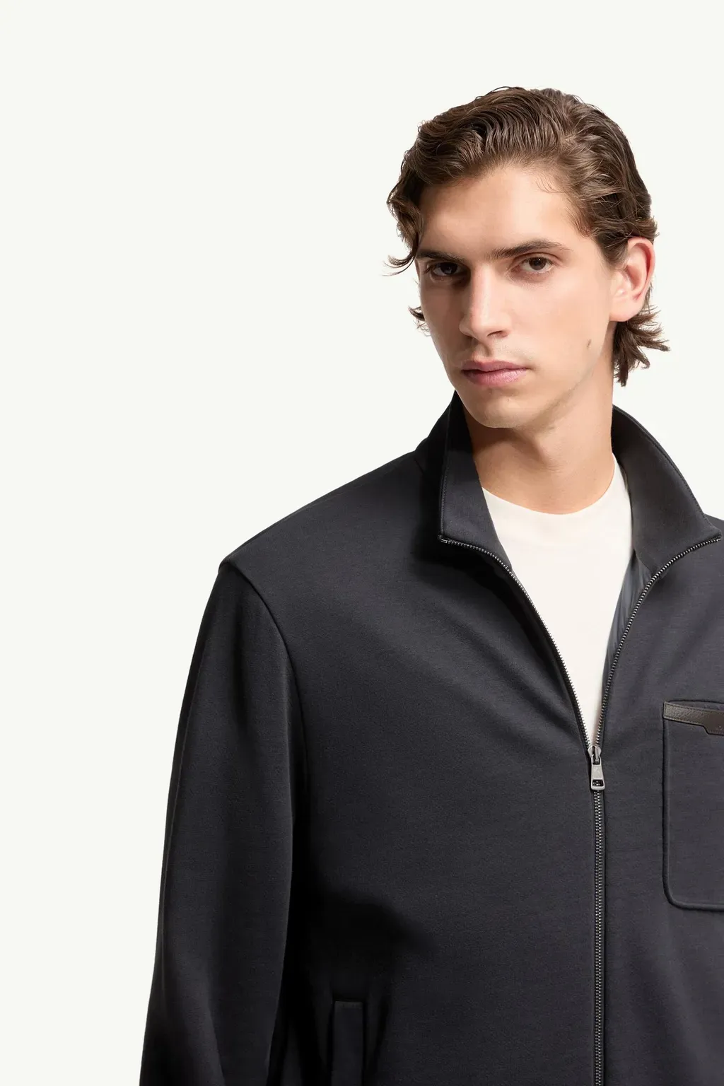 Cotton Blend Zip-Up Sweatshirt