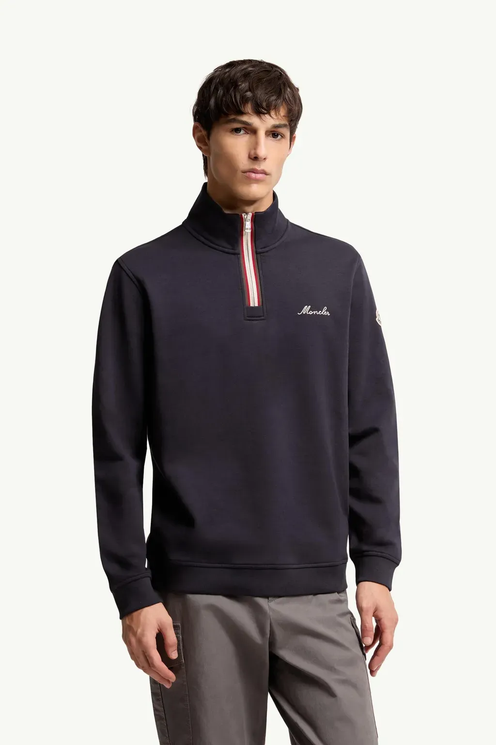 Embroidered Logo Polo Neck Sweatshirt