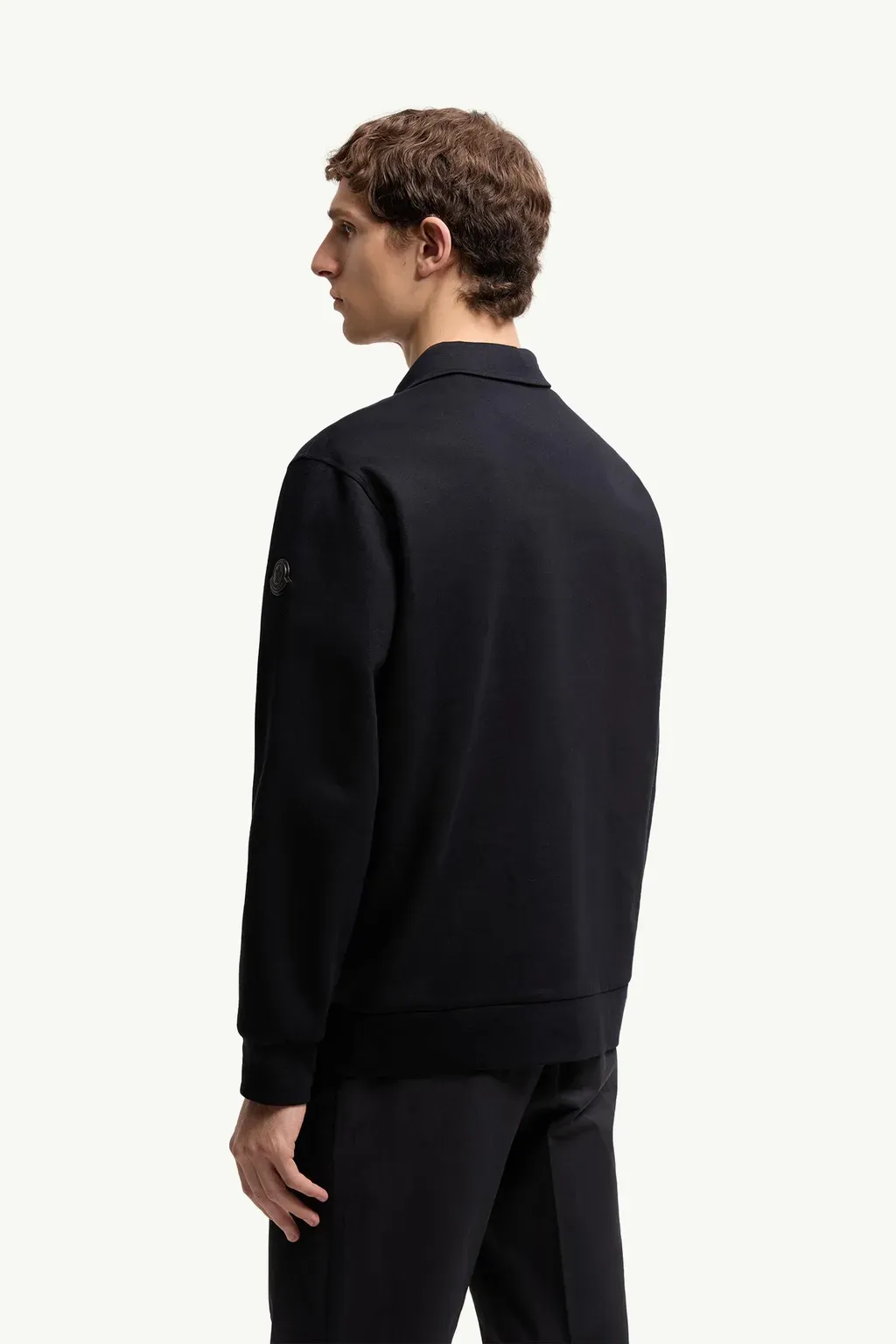 Leather Logo Cotton Blend Half-Zip Sweatshirt