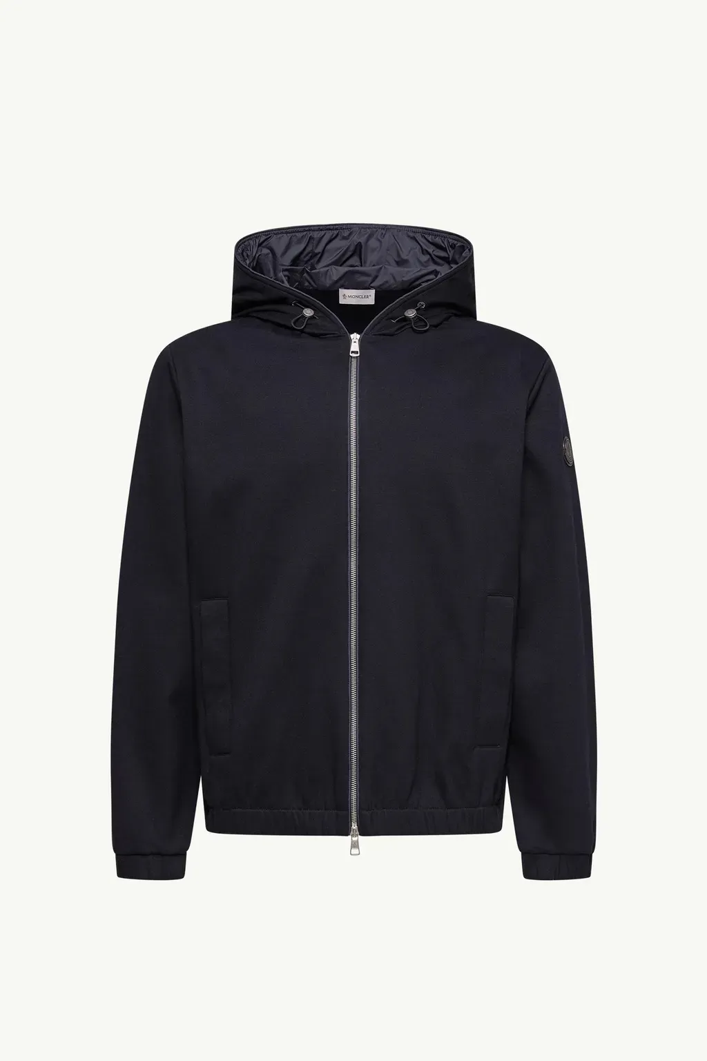Leather Logo Cotton Blend Zip-Up Hoodie