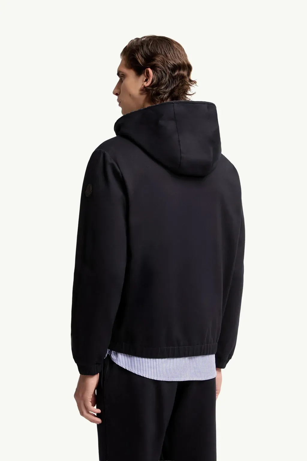 Leather Logo Cotton Blend Zip-Up Hoodie