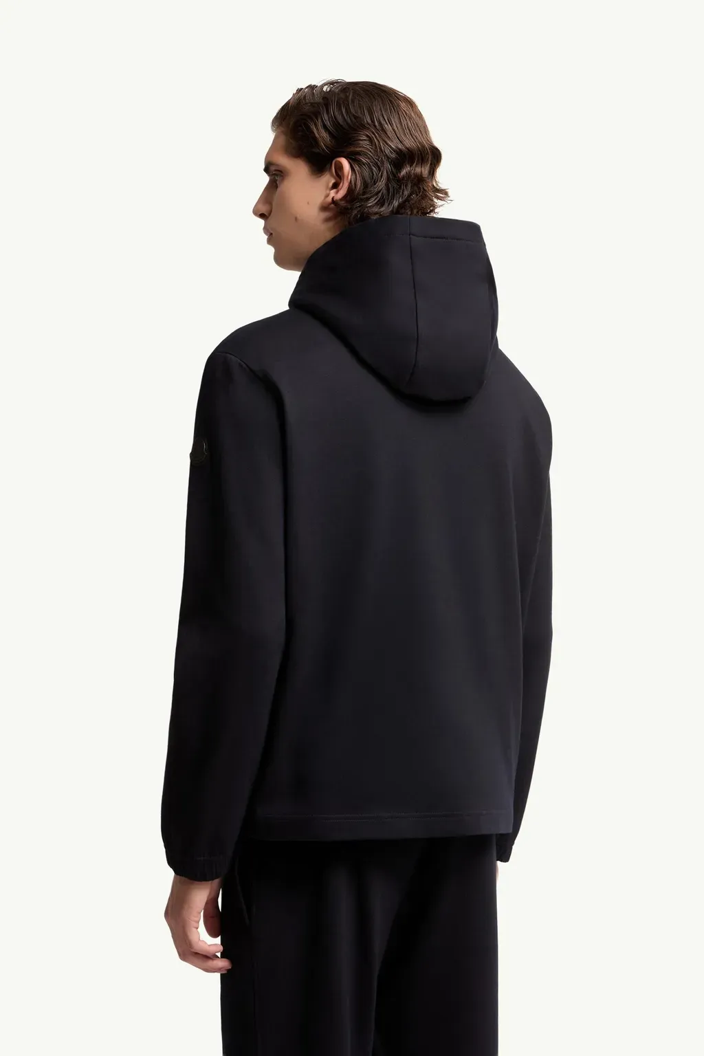 Leather Logo Cotton Blend Hoodie
