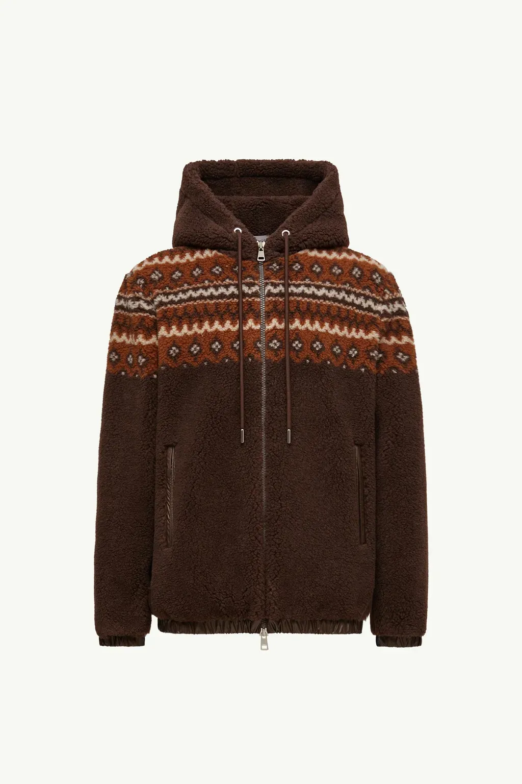 Geometric Jacquard Wool Blend Hoodie