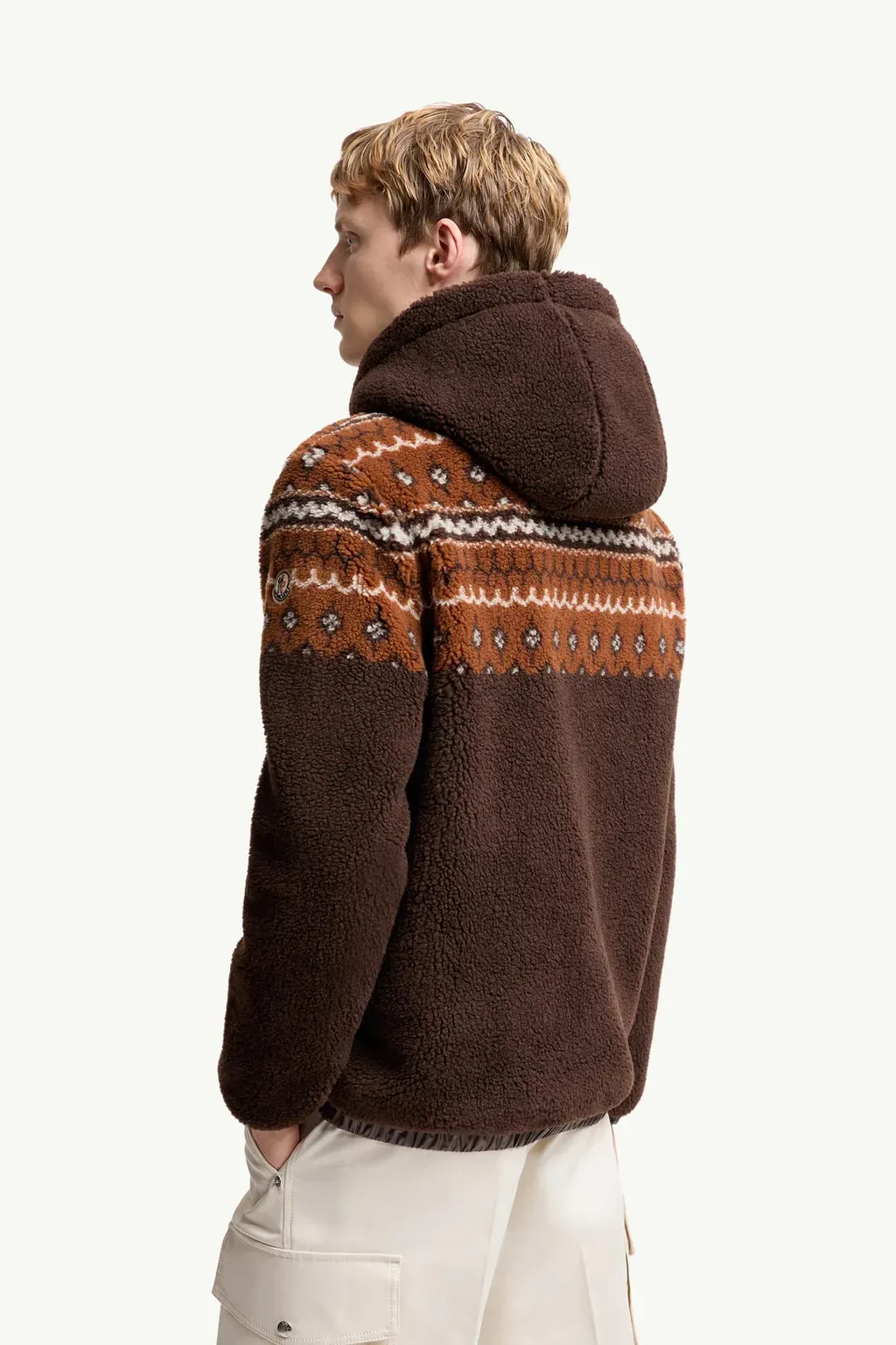 Geometric Jacquard Wool Blend Hoodie