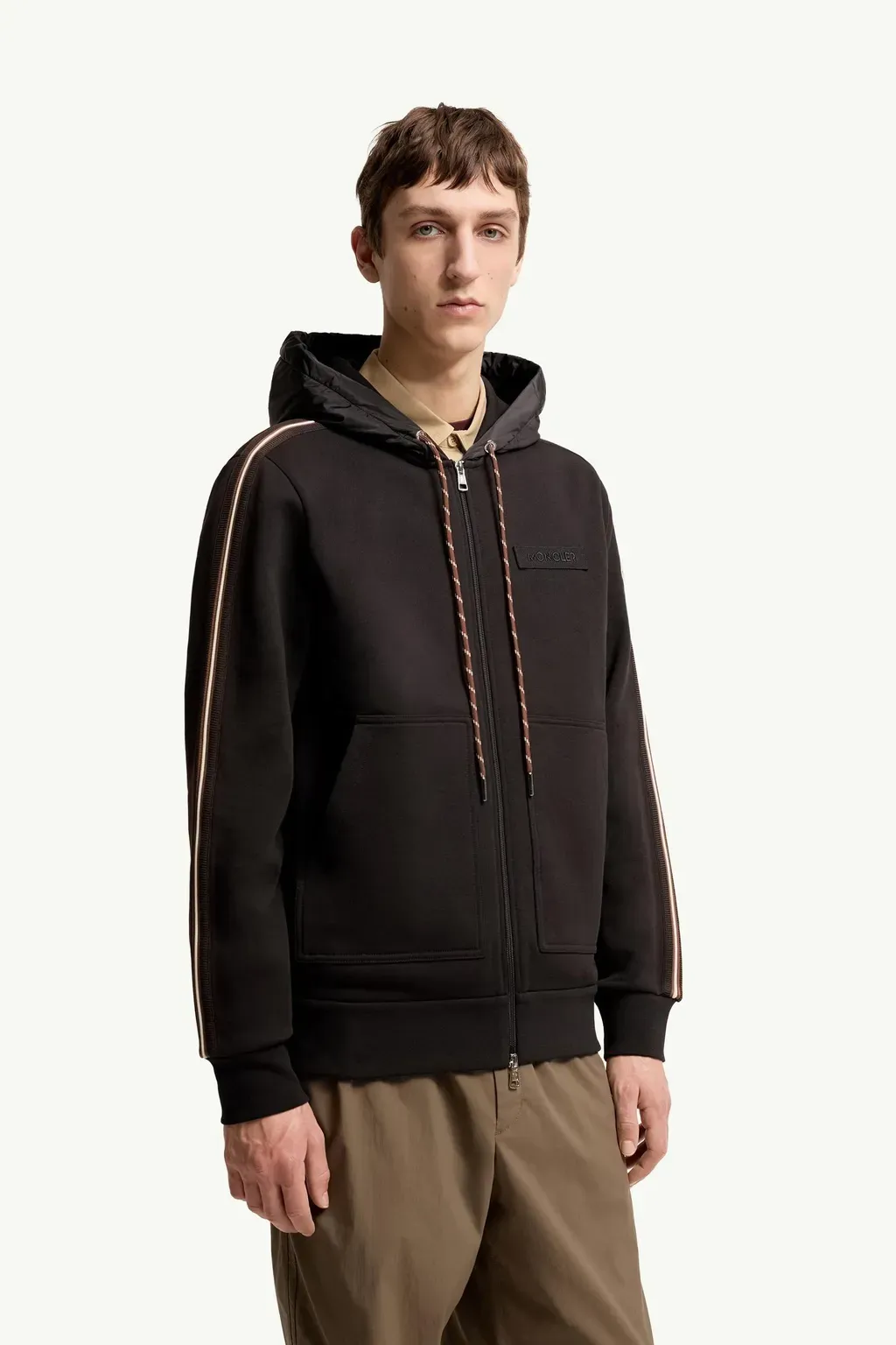 Striped Logo Cotton Hoodie