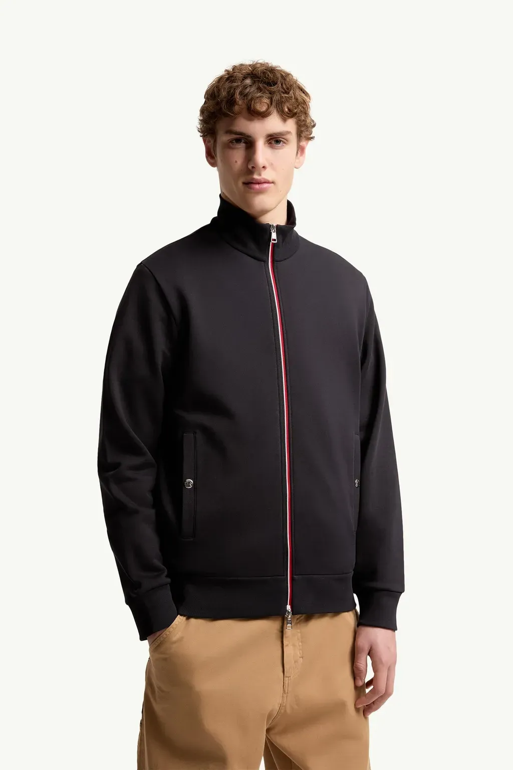 Tricolour-Trimmed Cotton Zip-Up Sweatshirt