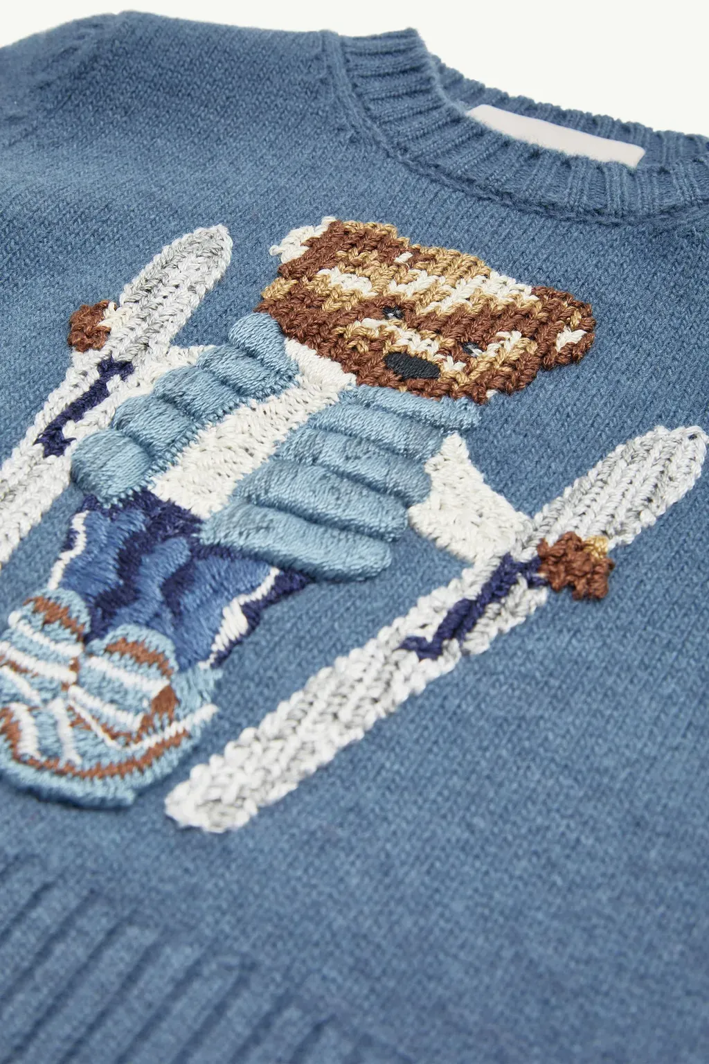 Embroidered Teddy Bear Wool Jumper