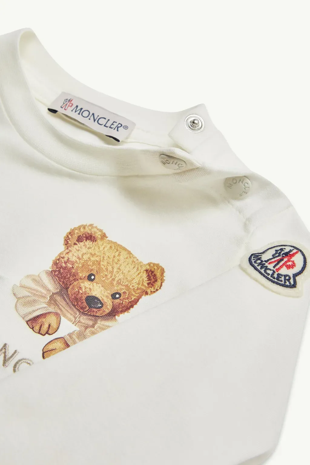 Teddy Bear Motif Cotton T-Shirt With Pocket
