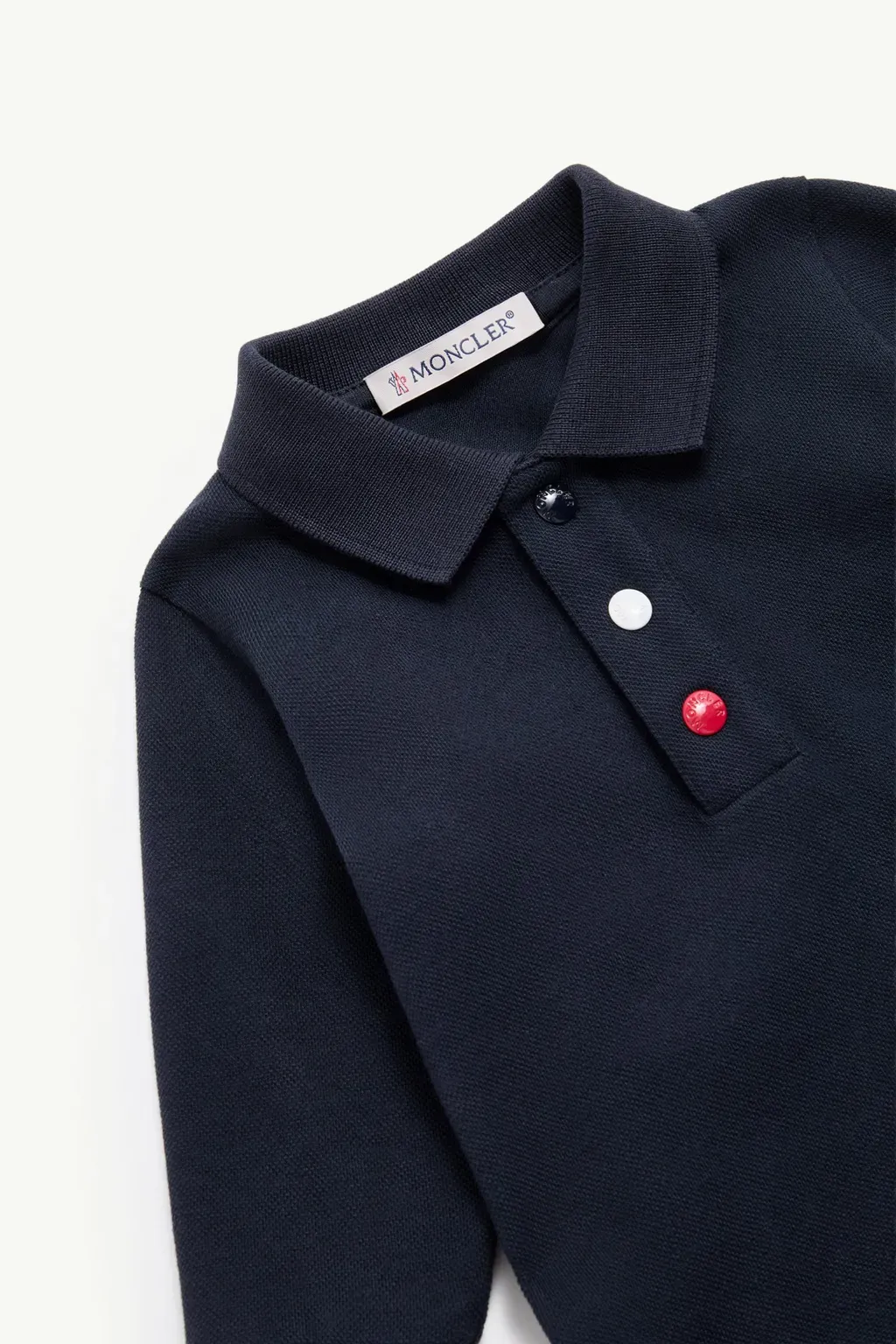 Tricolour Cotton Piquet Long Sleeve Polo Shirt
